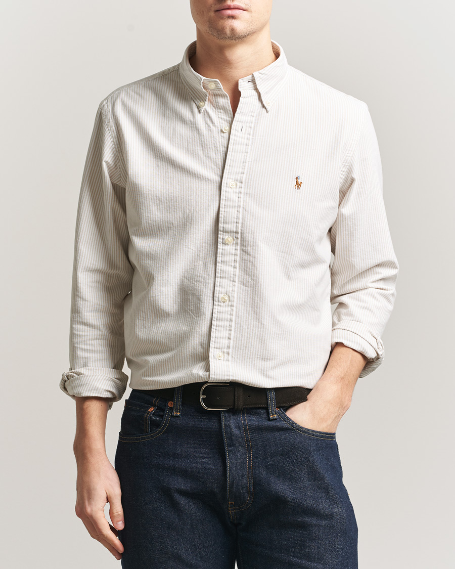 Homme | Chemises | Polo Ralph Lauren | Custom Fit Micro Striped Oxford Shirt Beige