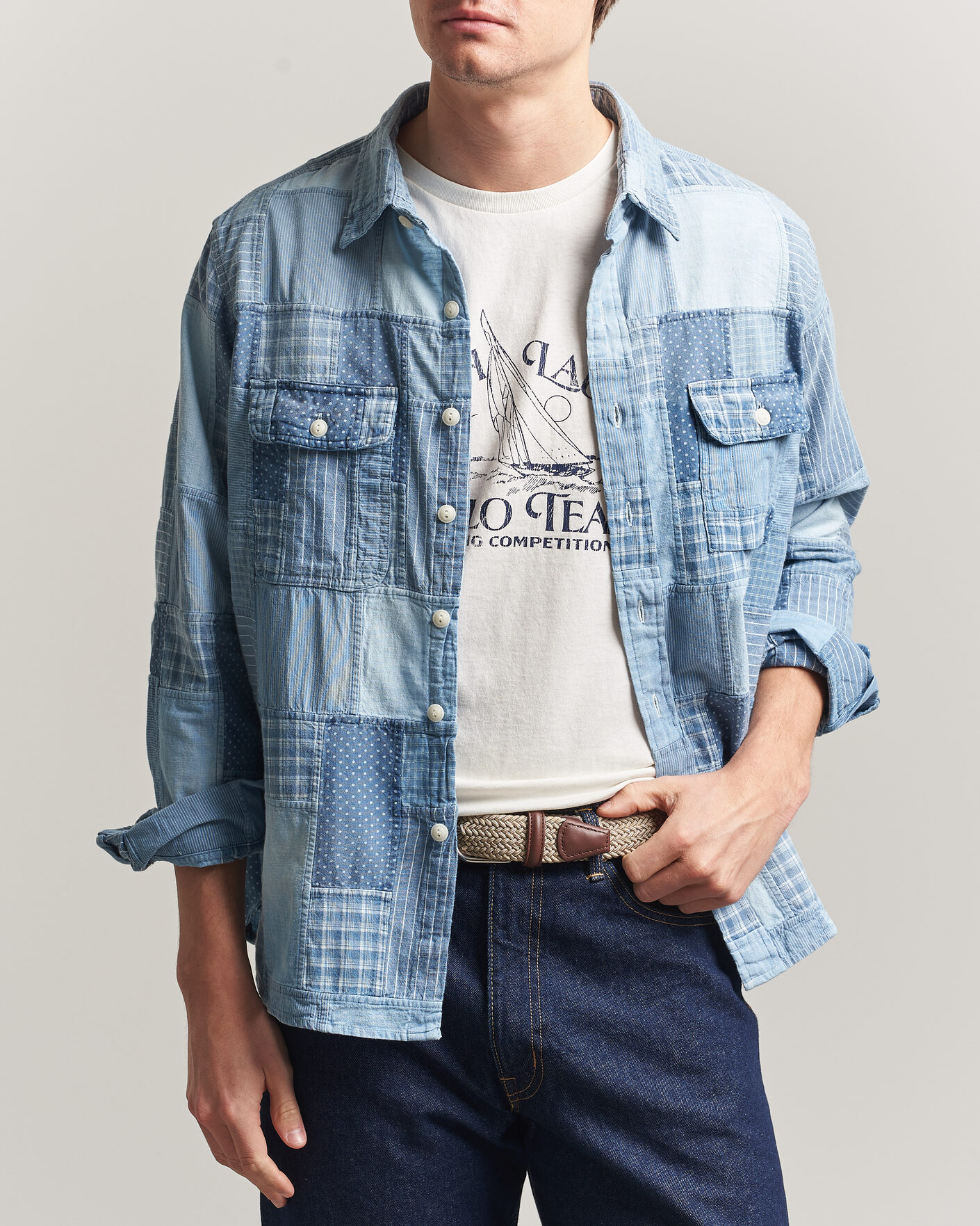 Homme | Chemises | Polo Ralph Lauren | Indigo Patchwork Shirt Blue