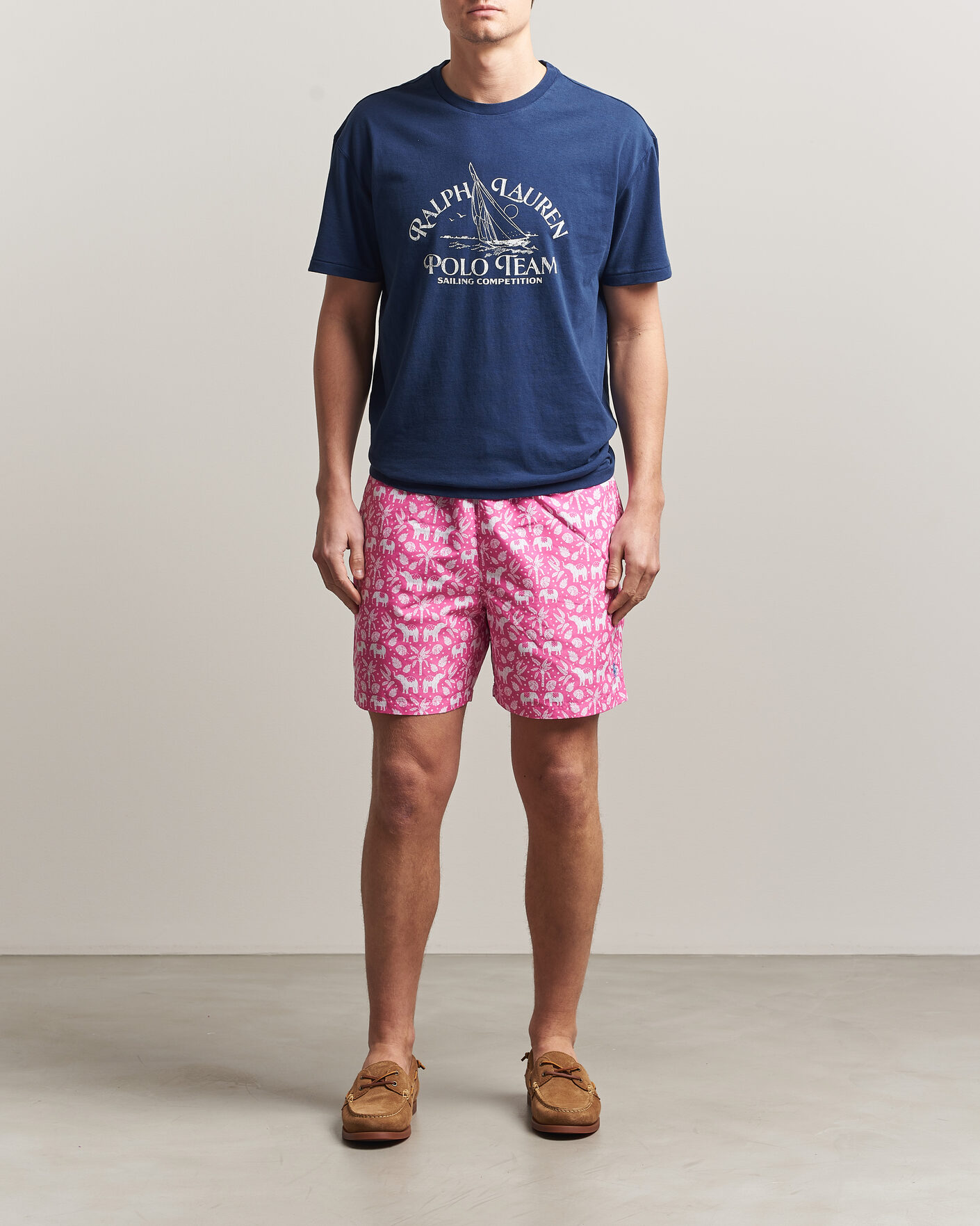 Homme | Polo Ralph Lauren Traveler Print Mid Trunk Pink | Polo Ralph Lauren | Traveler Print Mid Trunk Pink
