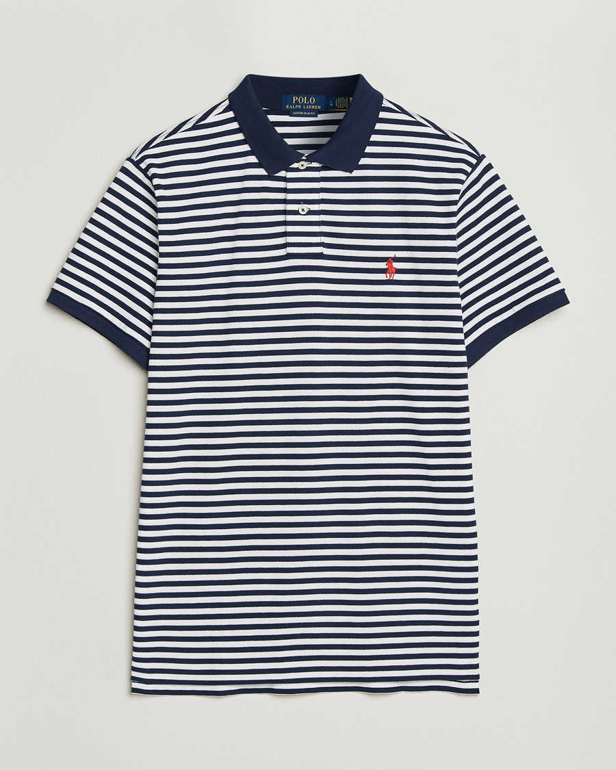 Homme | Polos | Polo Ralph Lauren | Custom Slim Fit Striped Polo Navy/White