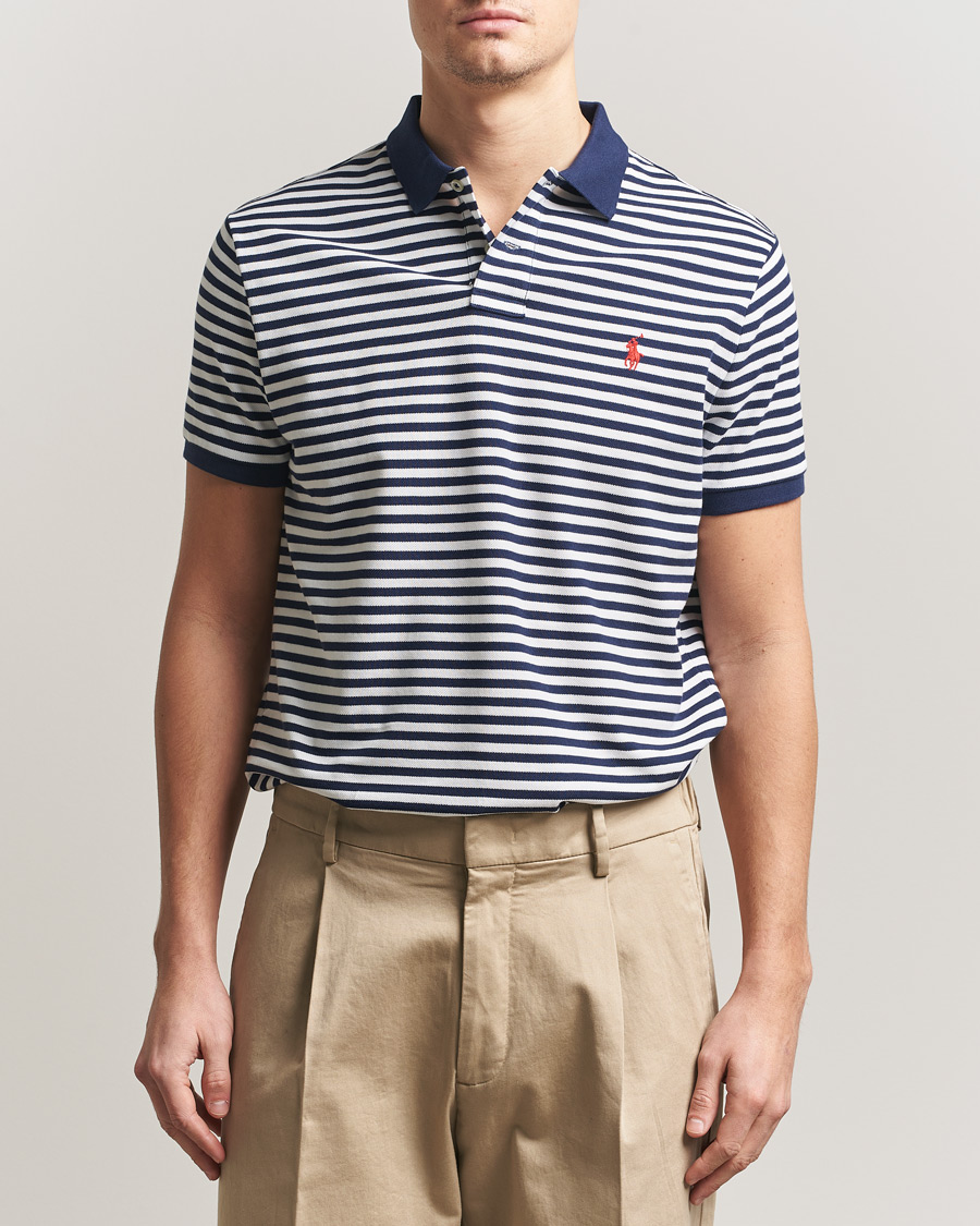 Homme | Polos | Polo Ralph Lauren | Custom Slim Fit Striped Polo Navy/White