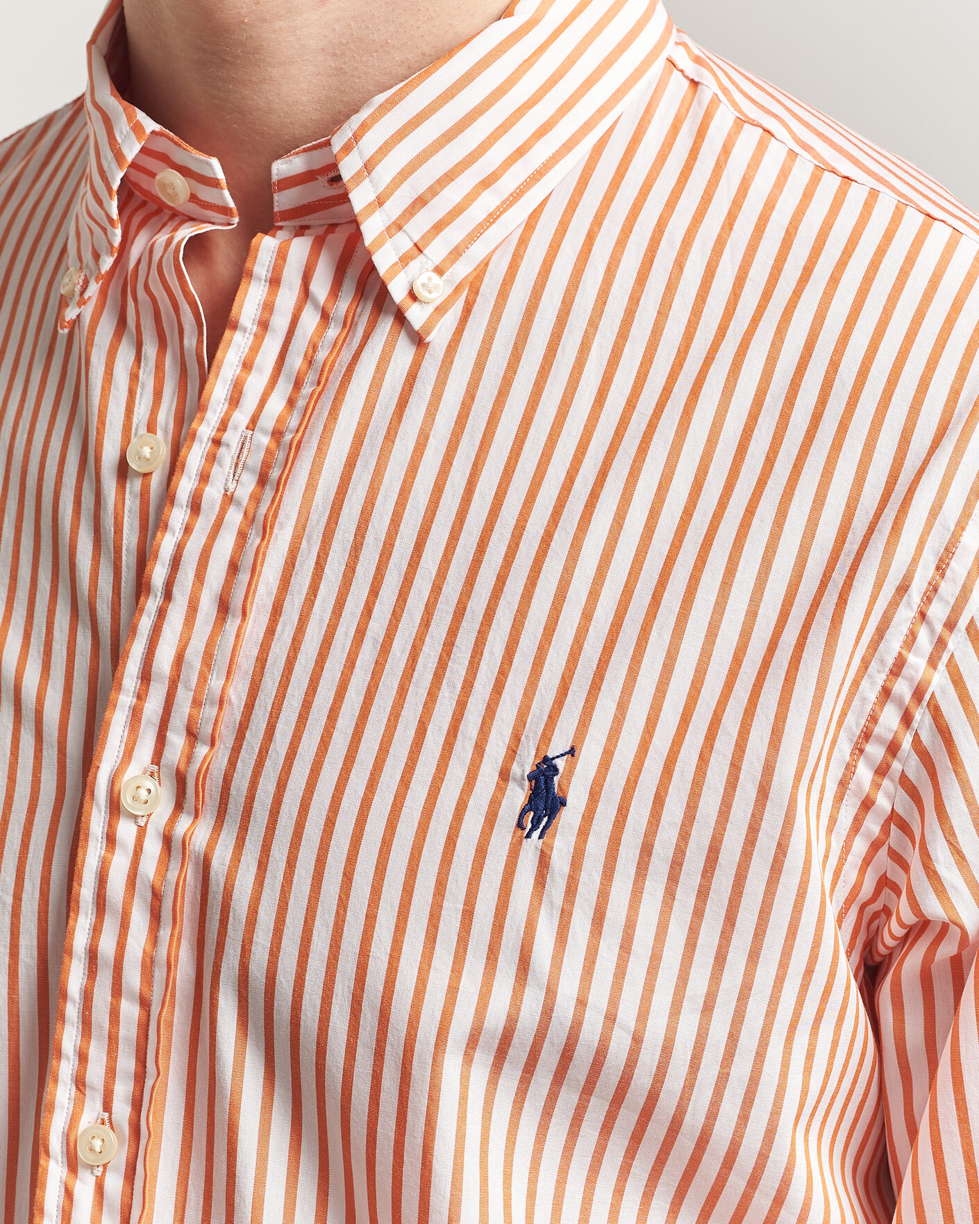 Homme | Chemises | Polo Ralph Lauren | Custom Fit Poplin Striped Shirt Kona Orange