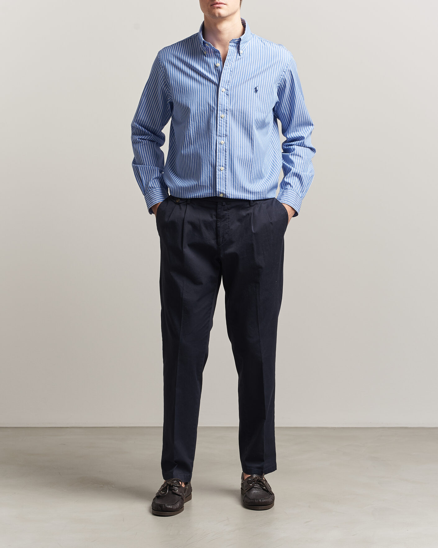 Homme | Chemises | Polo Ralph Lauren | Custom Fit Poplin Striped Shirt Medium Blue