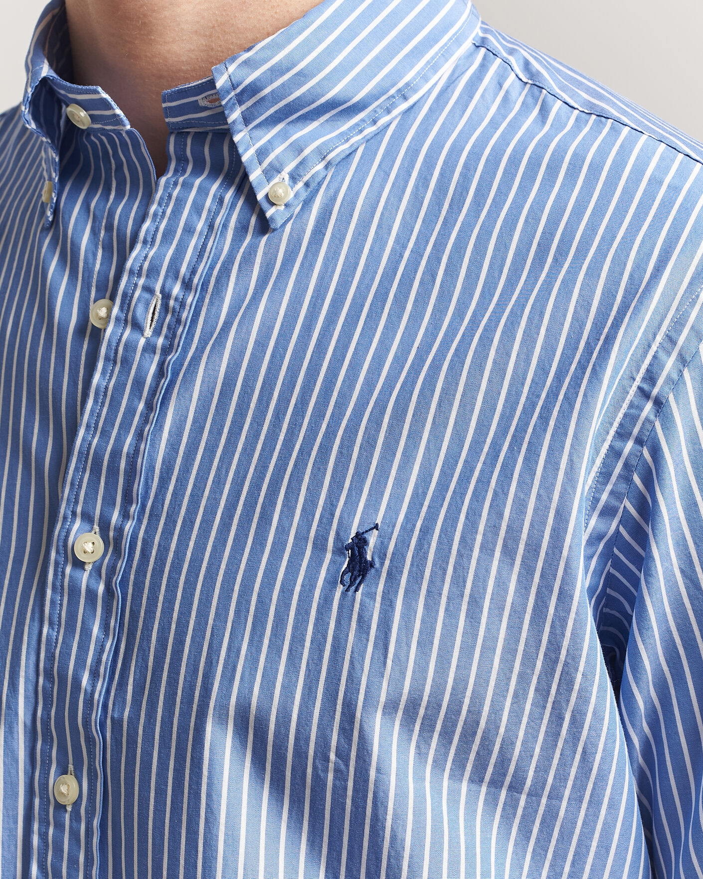 Homme | Chemises | Polo Ralph Lauren | Custom Fit Poplin Striped Shirt Medium Blue