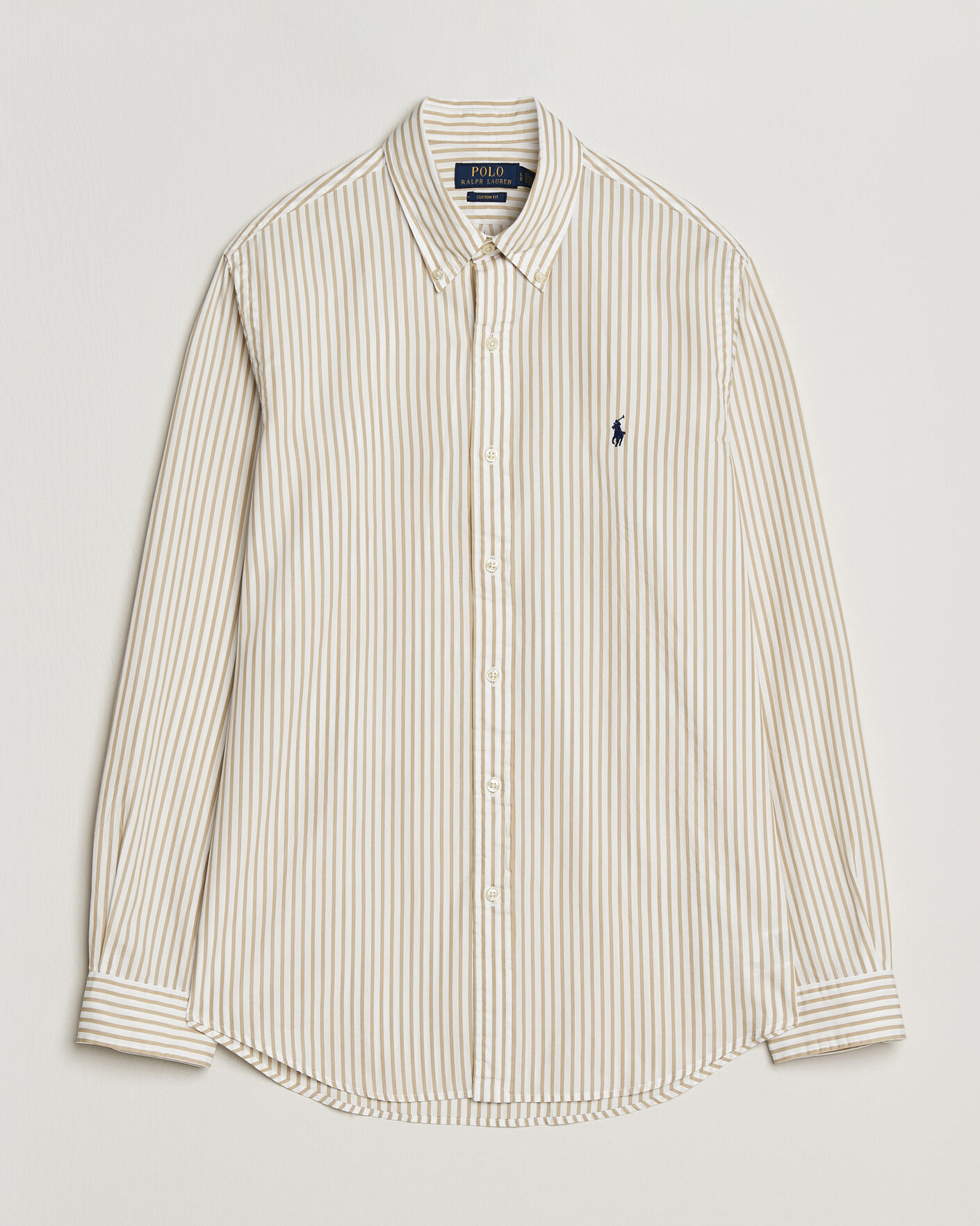 Homme | Chemises | Polo Ralph Lauren | Custom Fit Poplin Striped Shirt Coastal Beige