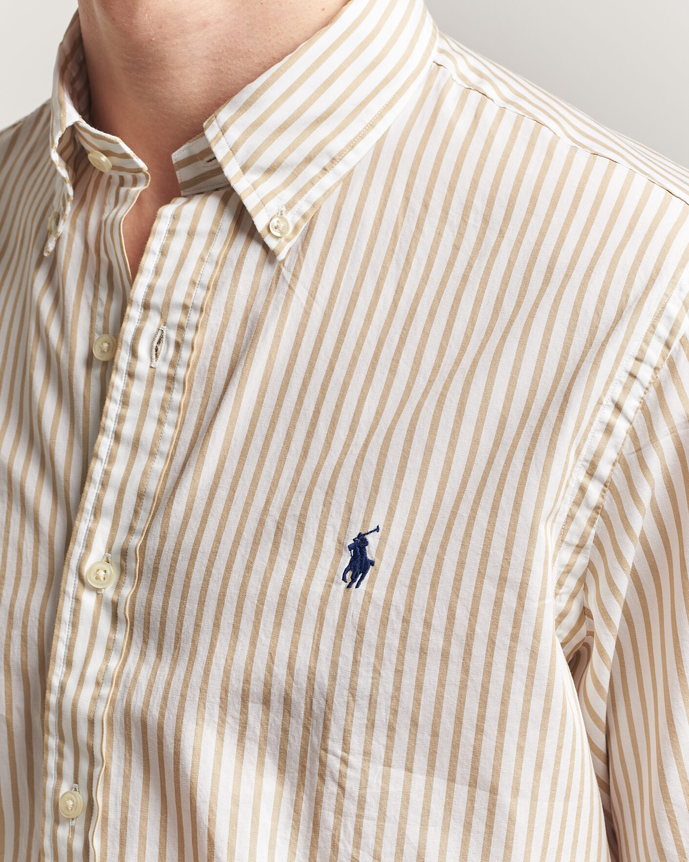 Homme | Chemises | Polo Ralph Lauren | Custom Fit Poplin Striped Shirt Coastal Beige
