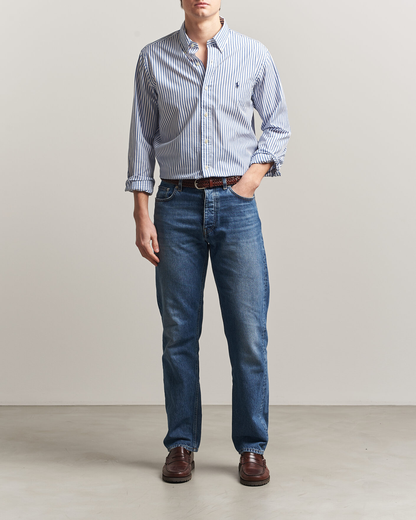 Homme | Chemises | Polo Ralph Lauren | Custom Fit Poplin Striped Shirt Blue