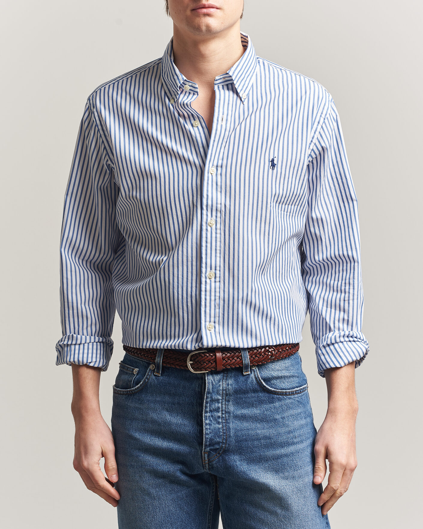 Homme | Chemises | Polo Ralph Lauren | Custom Fit Poplin Striped Shirt Blue