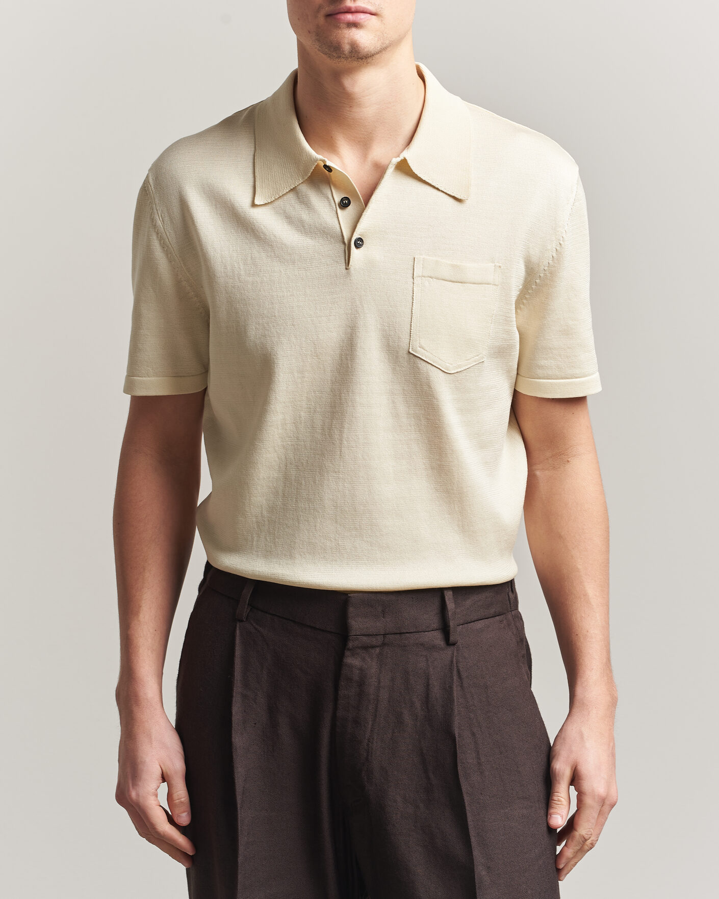 Homme | Polos | A.P.C. | Colin Knitted Polo Ecru