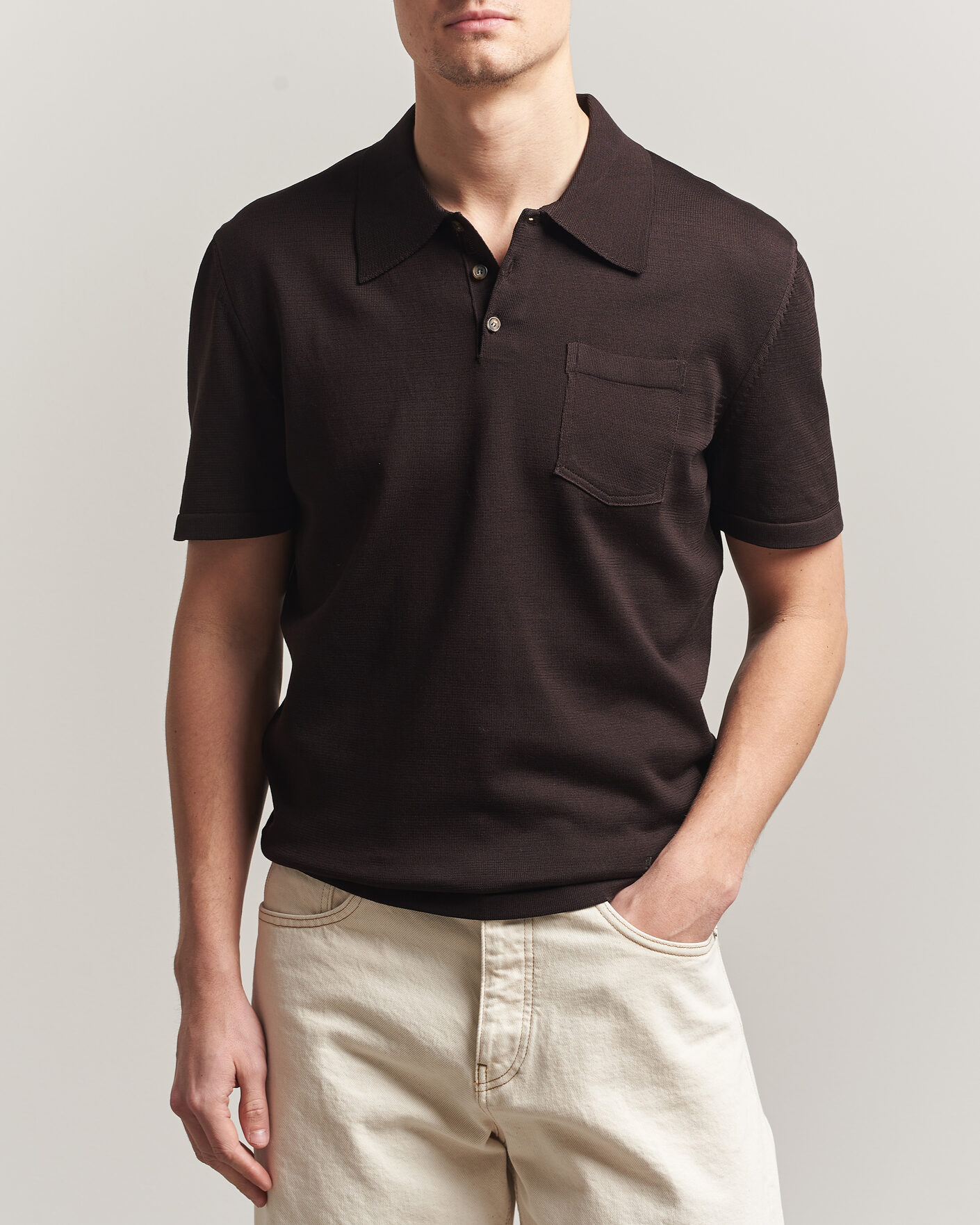 Homme | Polos | A.P.C. | Colin Knitted Polo Brown