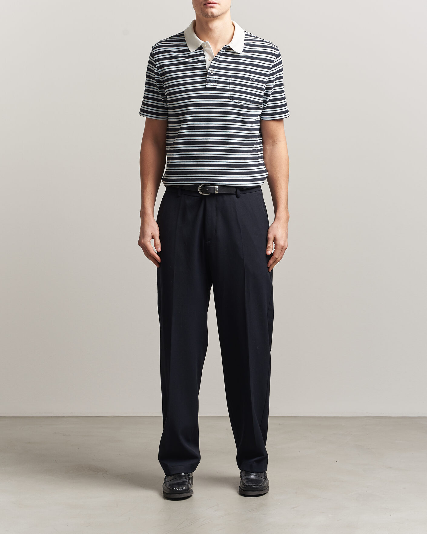 Homme | Polos | A.P.C. | Oscar Striped Polo Dark Navy