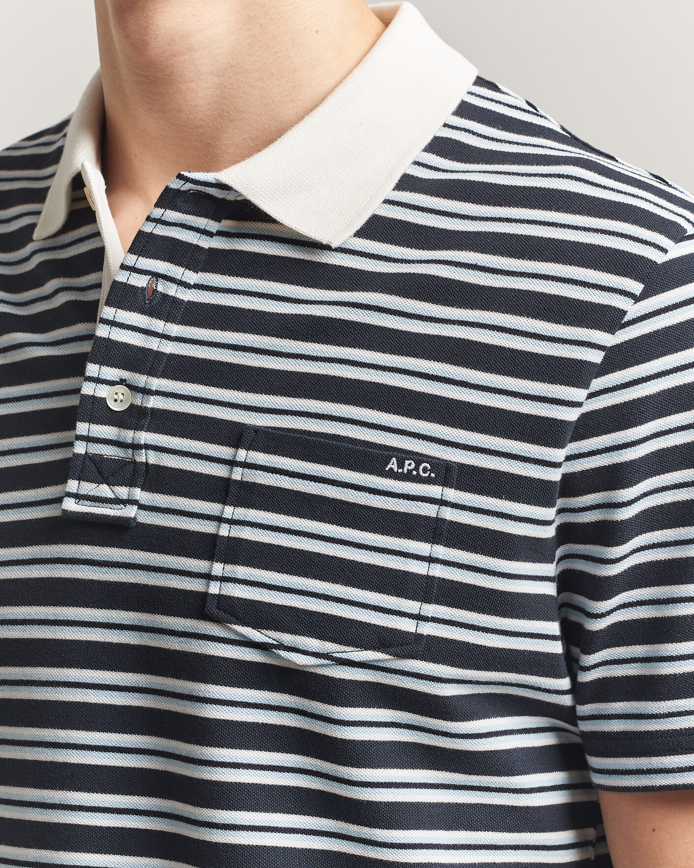 Homme | Polos | A.P.C. | Oscar Striped Polo Dark Navy