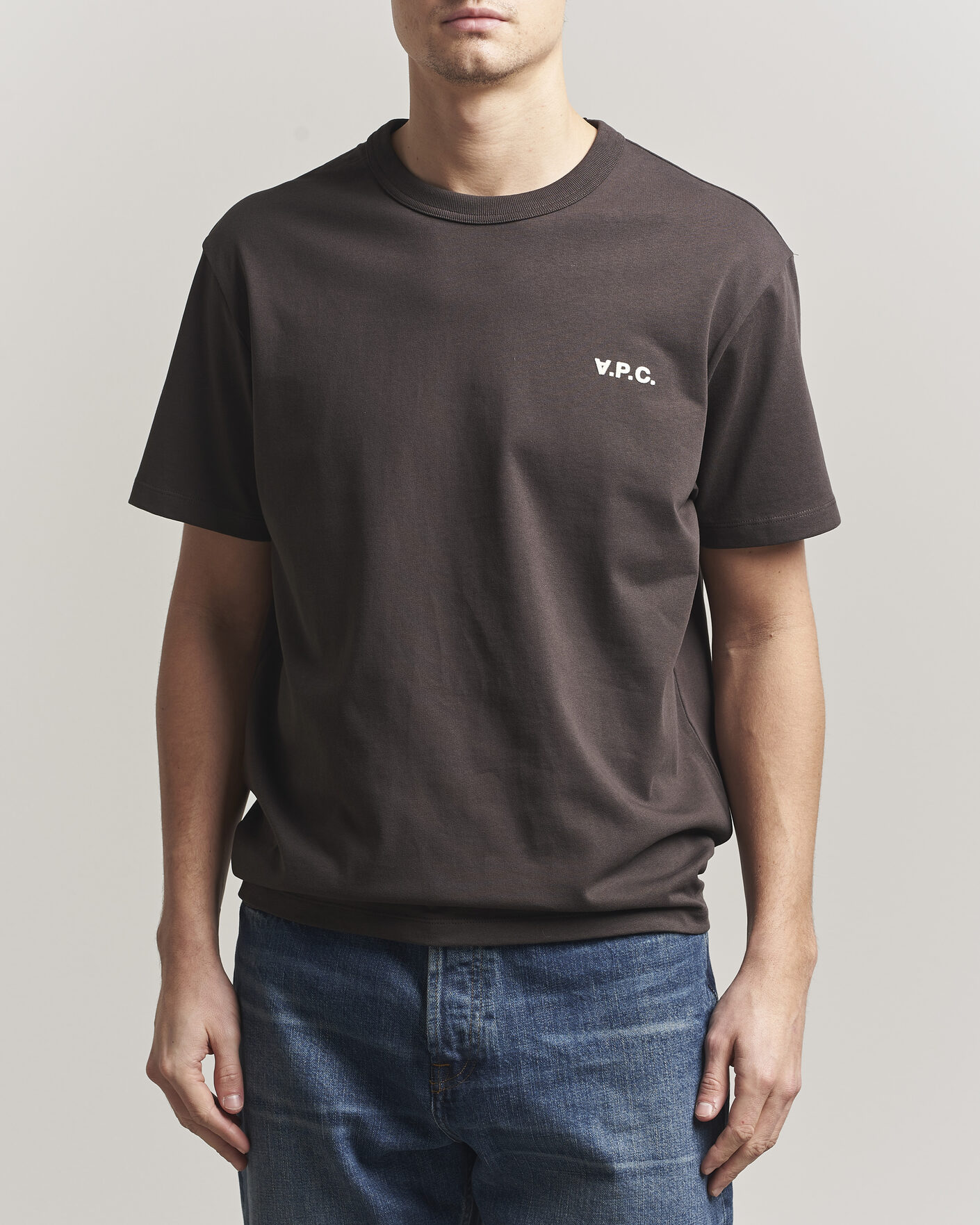 Homme | T-shirts | A.P.C. | Boxy Fit Petit VPC T-Shirt Ecru Brown