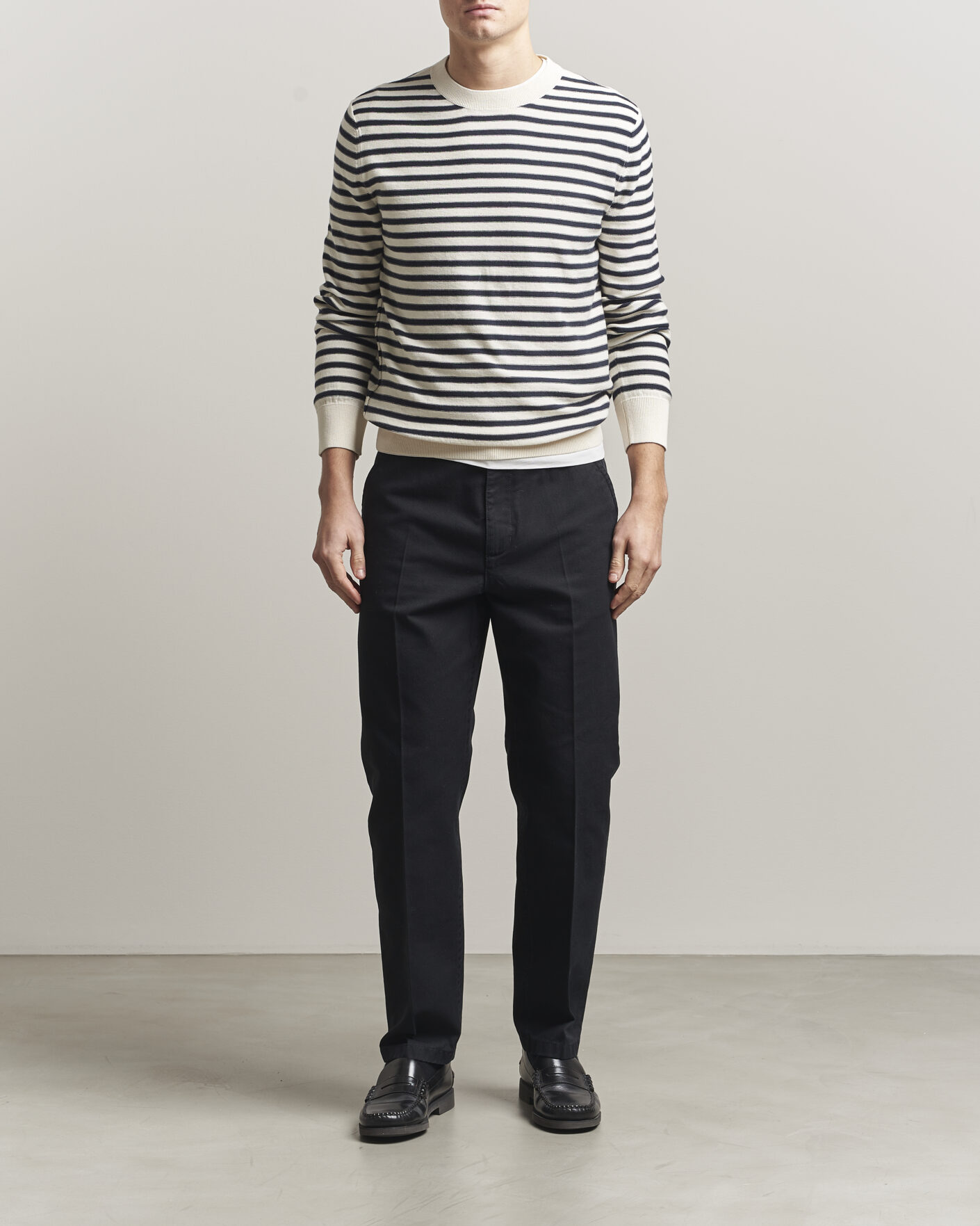 Homme | Pulls Et Tricots | A.P.C. | Paul Striped Knitted Sweater Ecru/Dark Navy
