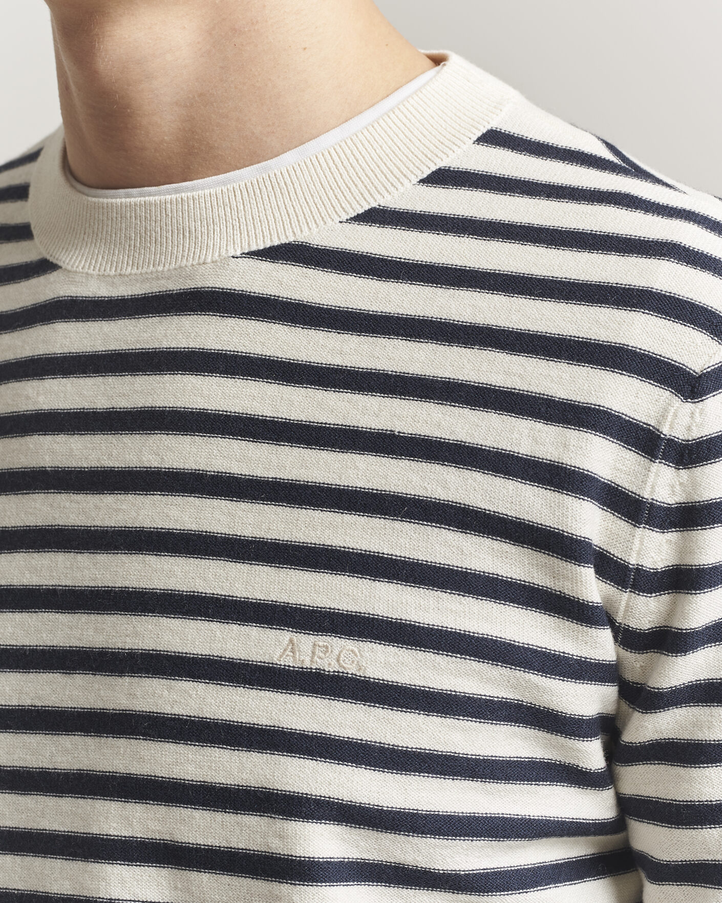 Homme | Pulls Et Tricots | A.P.C. | Paul Striped Knitted Sweater Ecru/Dark Navy