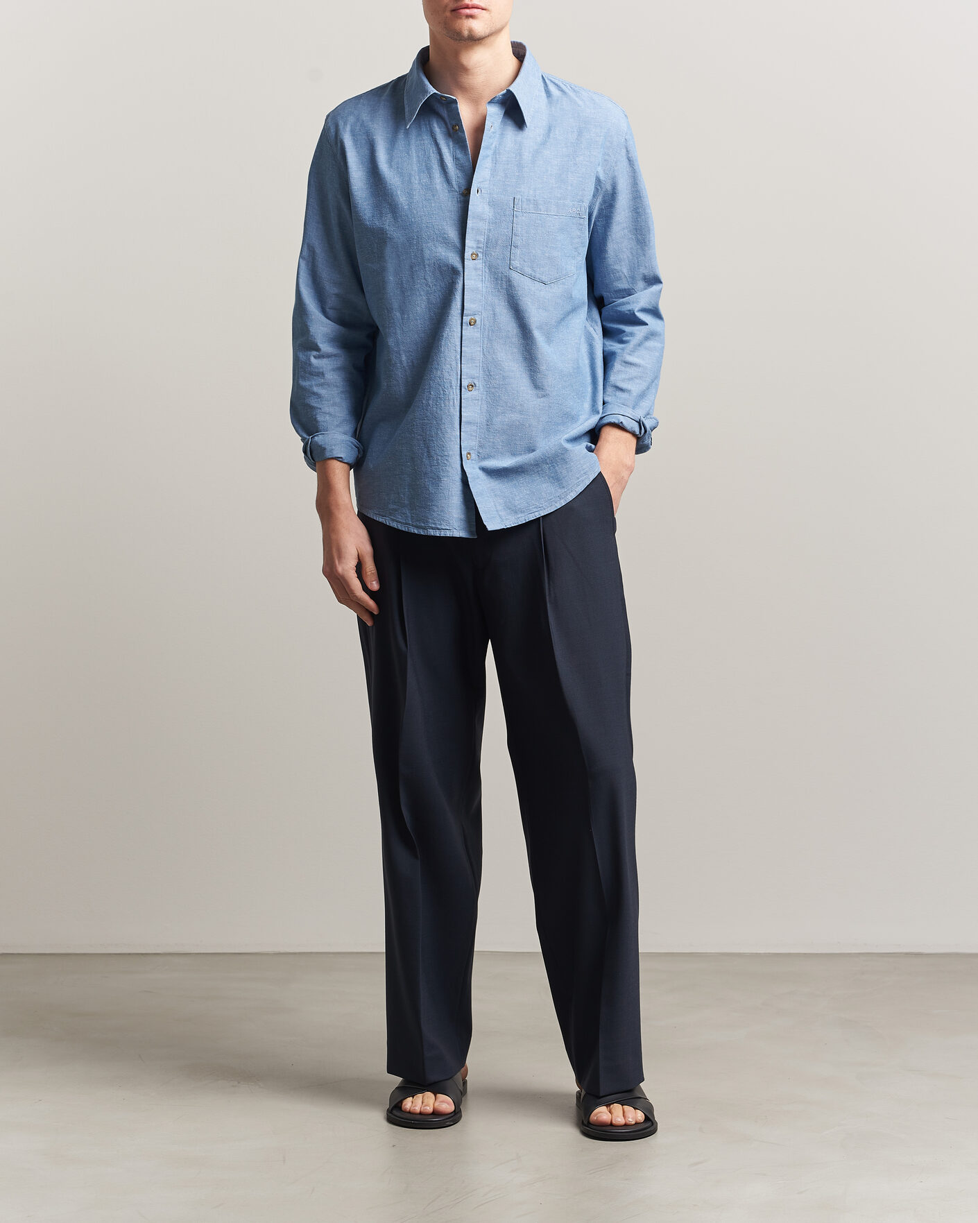 Homme | Chemises | A.P.C. | Harris Cotton/Linen Shirt Blue