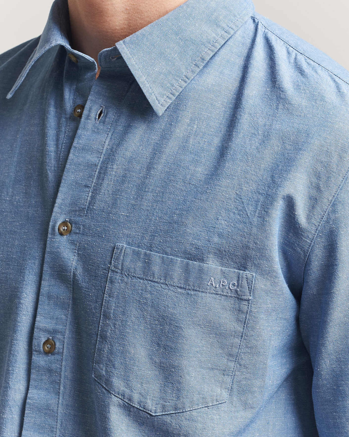 Homme | Chemises | A.P.C. | Harris Cotton/Linen Shirt Blue