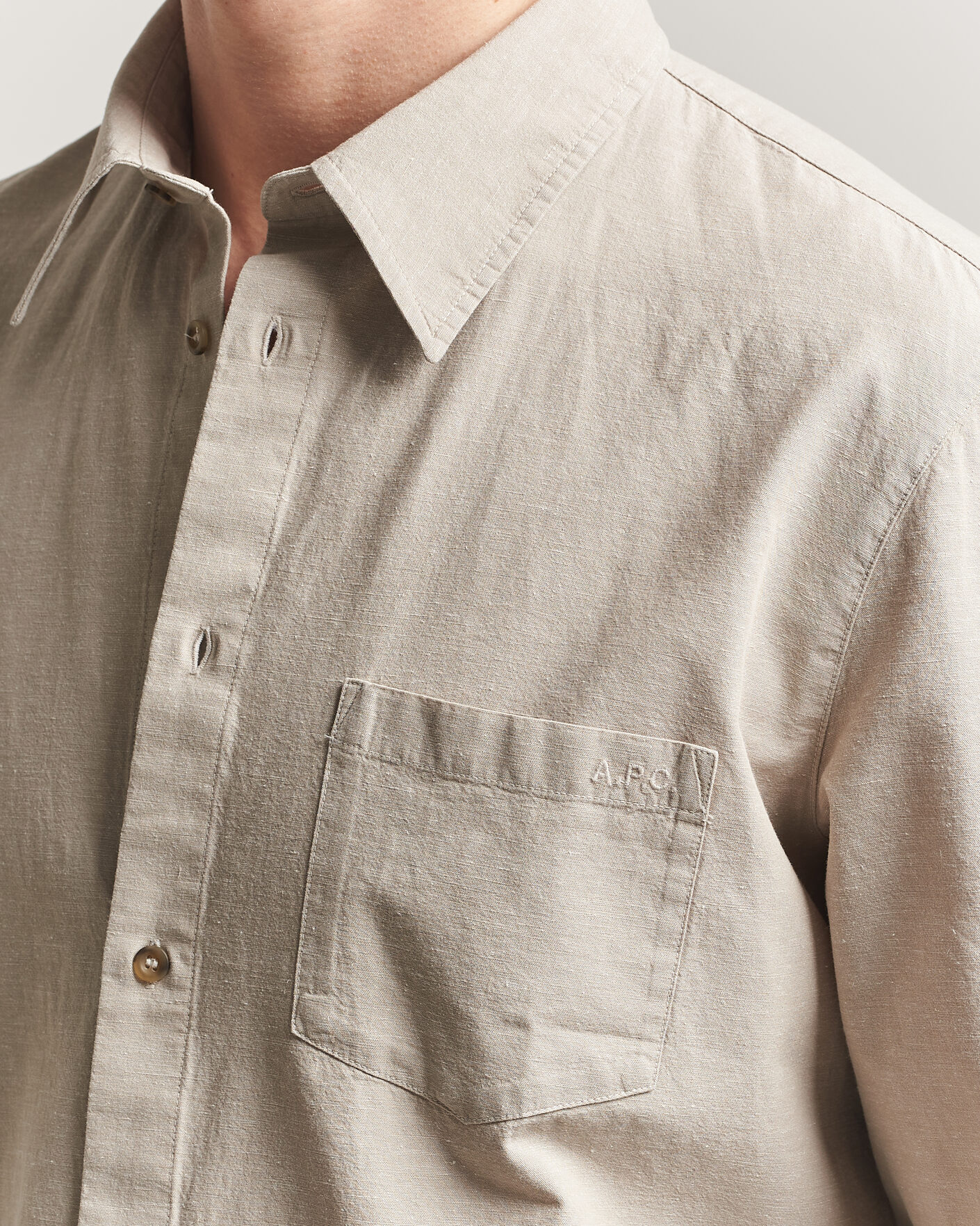 Homme | Chemises | A.P.C. | Harris Cotton/Linen Shirt Sage Green