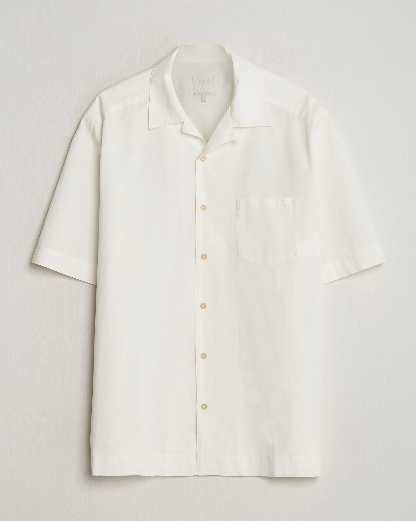 Homme | Chemises | A.P.C. | Jude Cotton/Linen Short Sleeve Shirt White