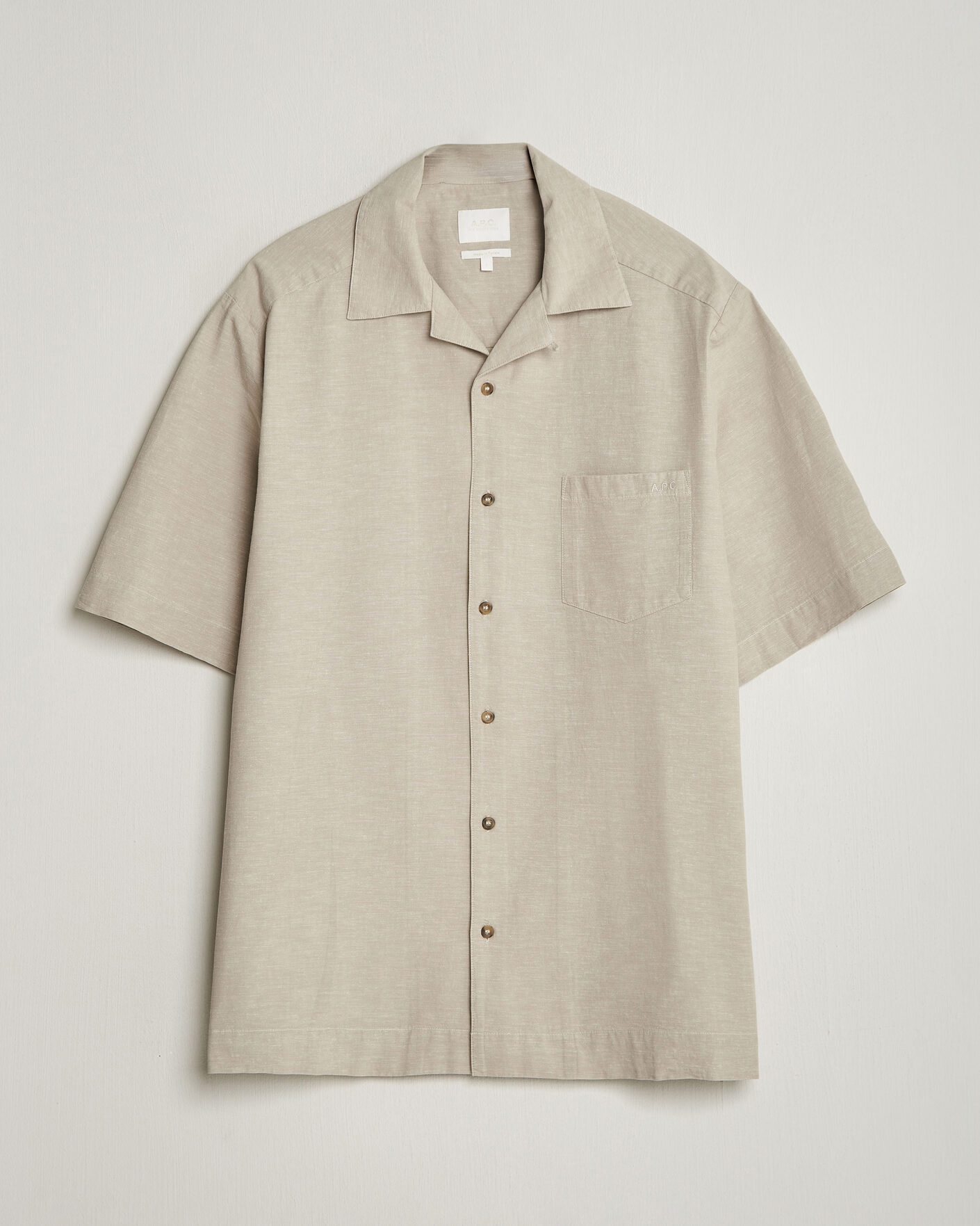 Homme | Chemises | A.P.C. | Jude Cotton/Linen Short Sleeve Shirt Sage Green