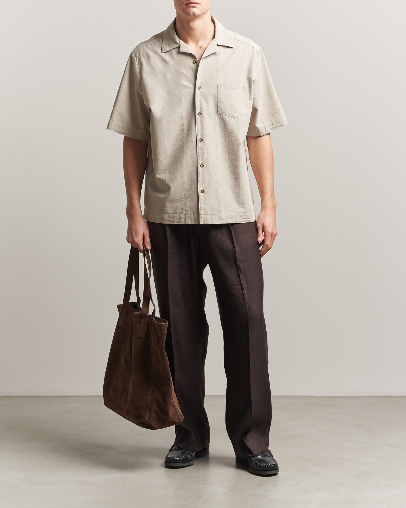 Homme | Chemises | A.P.C. | Jude Cotton/Linen Short Sleeve Shirt Sage Green