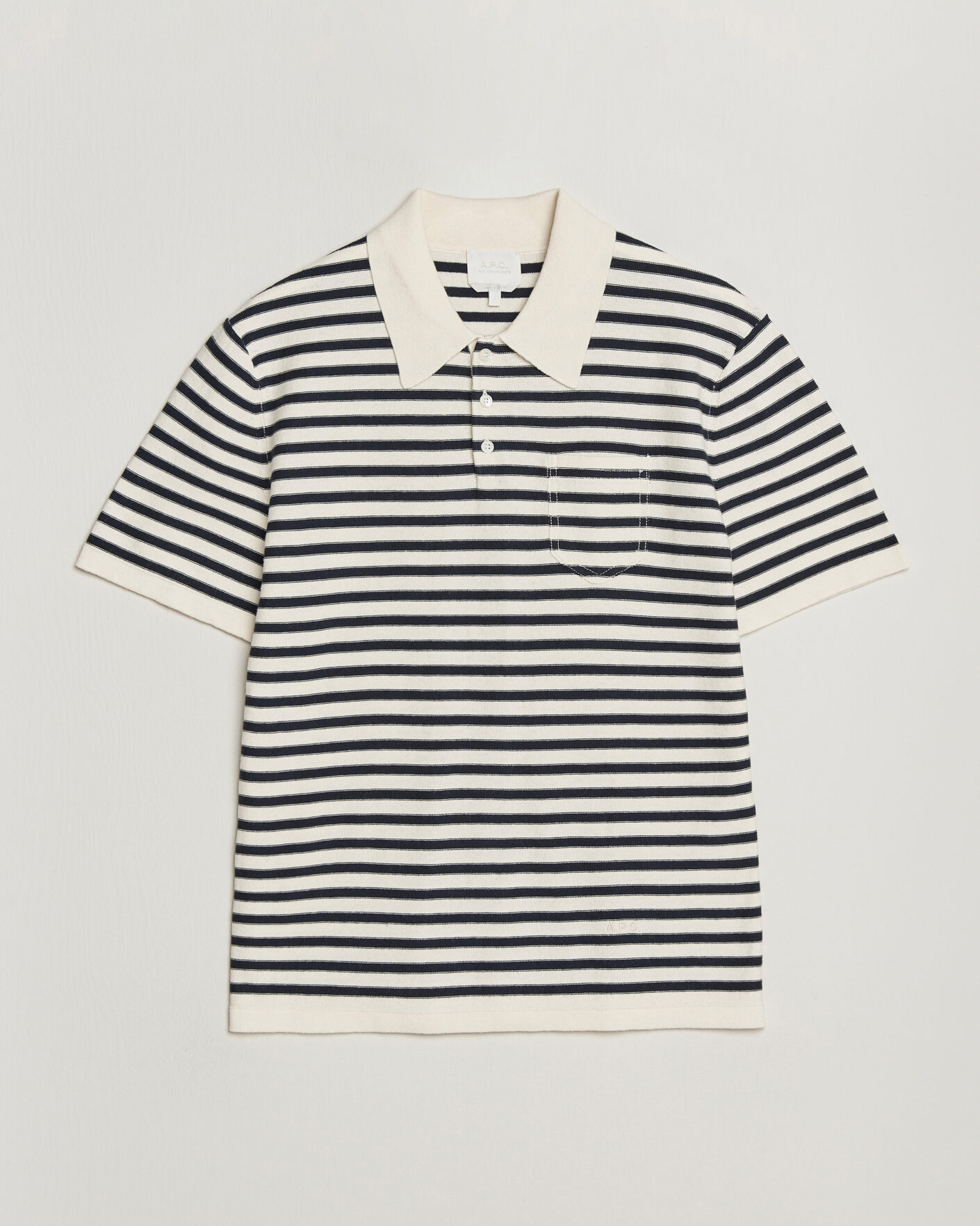 Homme | Polos | A.P.C. | Eliot Cotton/Cashmere Knitted Polo Ecru/Navy