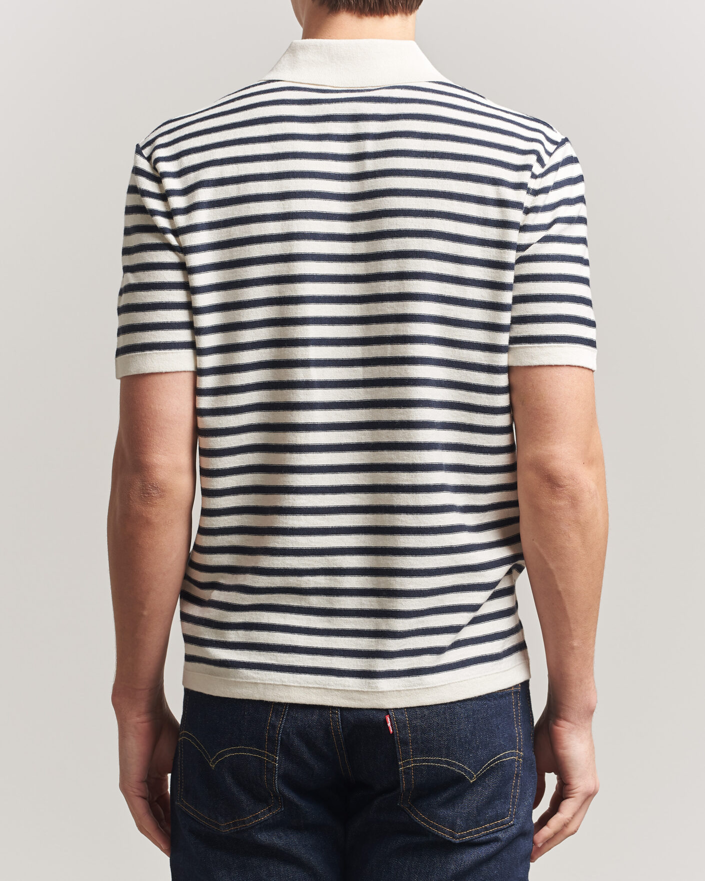 Homme | Polos | A.P.C. | Eliot Cotton/Cashmere Knitted Polo Ecru/Navy