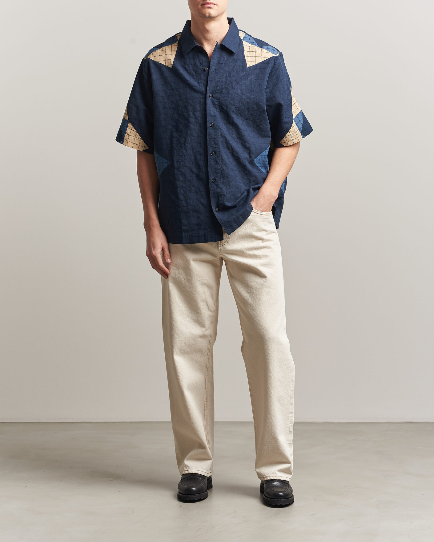 Homme | Chemises | A.P.C. | Patchwork Short Sleeve Indigo