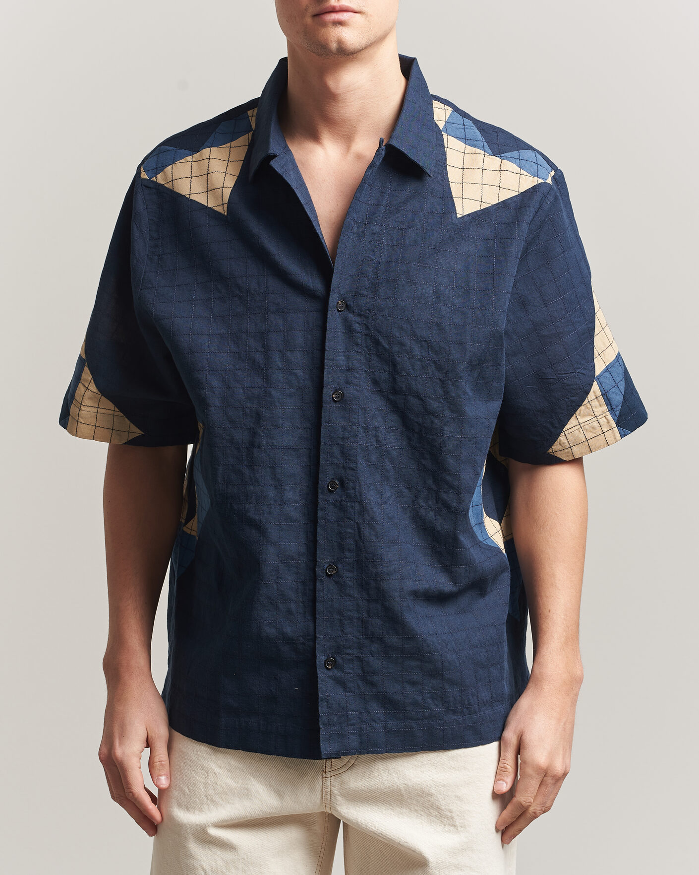 Homme | Chemises | A.P.C. | Patchwork Short Sleeve Indigo