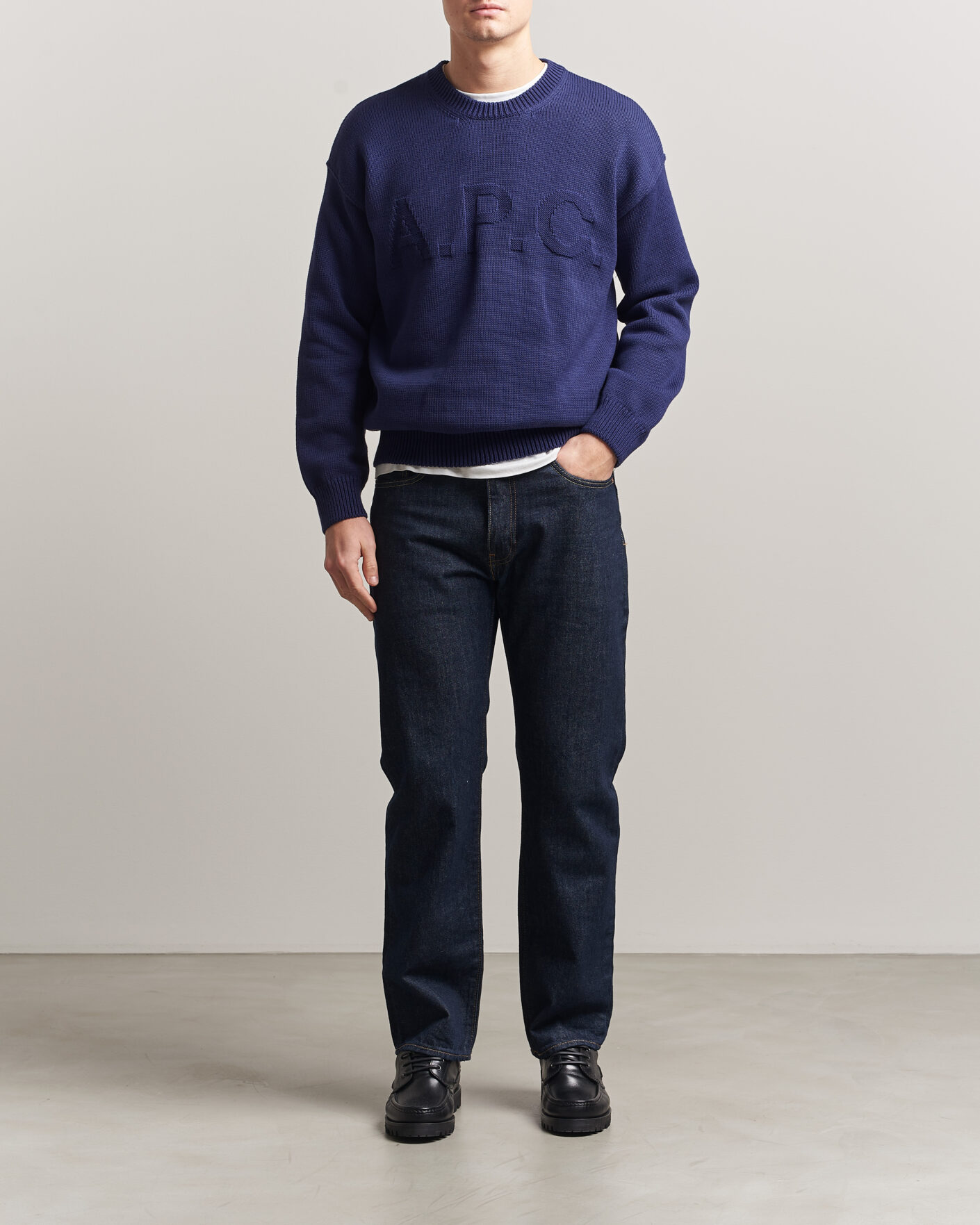 Homme | Pulls Et Tricots | A.P.C. | Leo Cotton Knitted Sweater Dark Blue