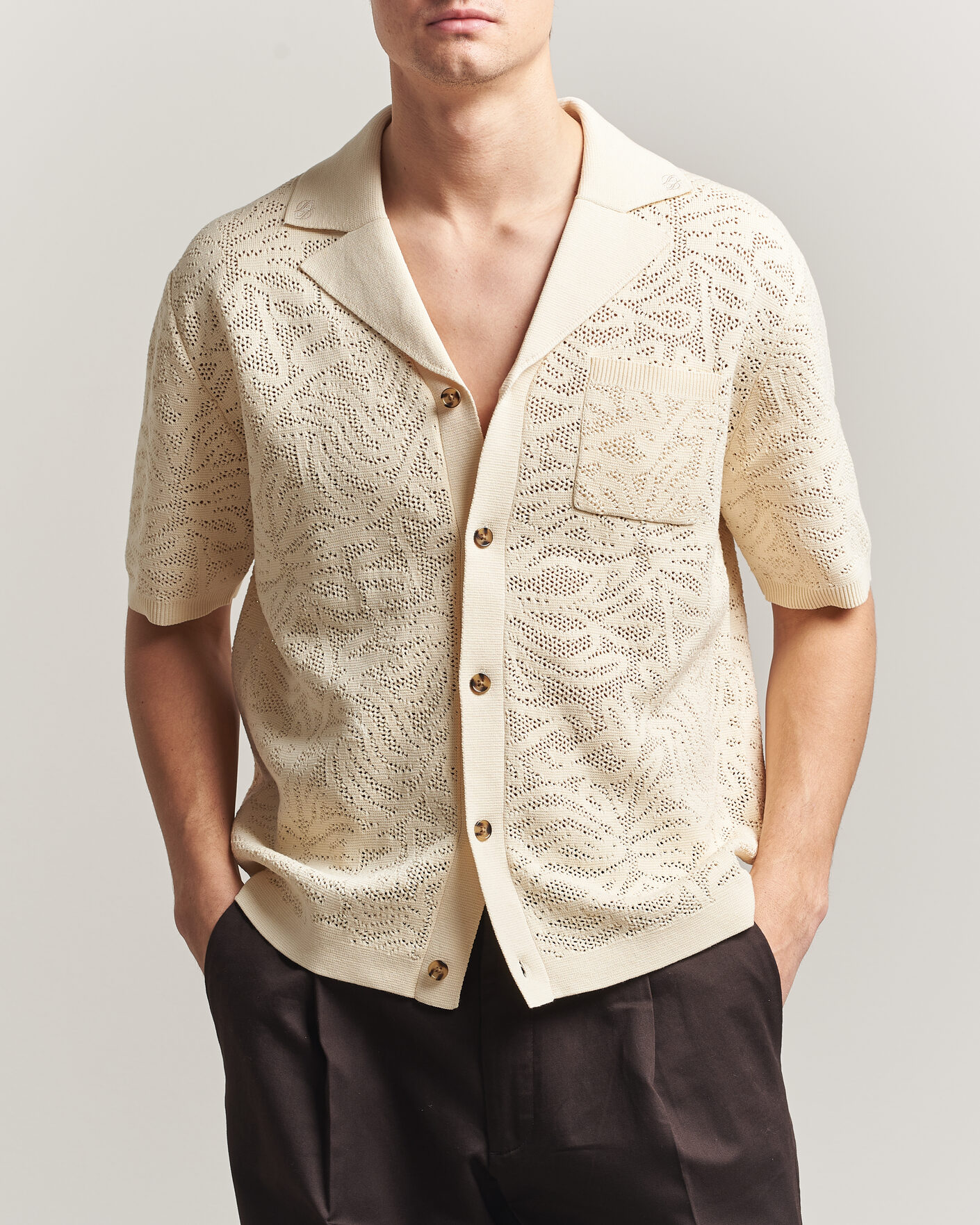 Homme | Chemises | Drôle de Monsieur | Knitted Resort Shirt Off White