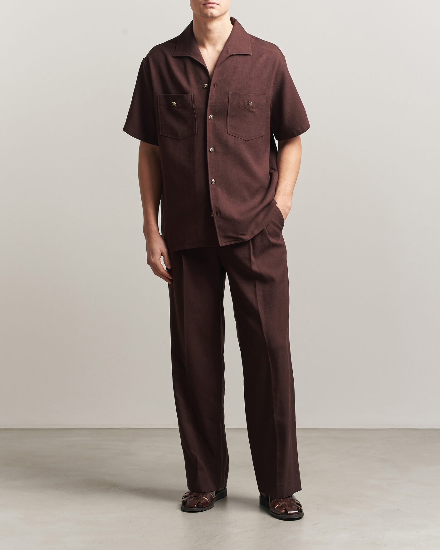 Homme | Chemises | Drôle de Monsieur | Viscose Resort Shirt Brown