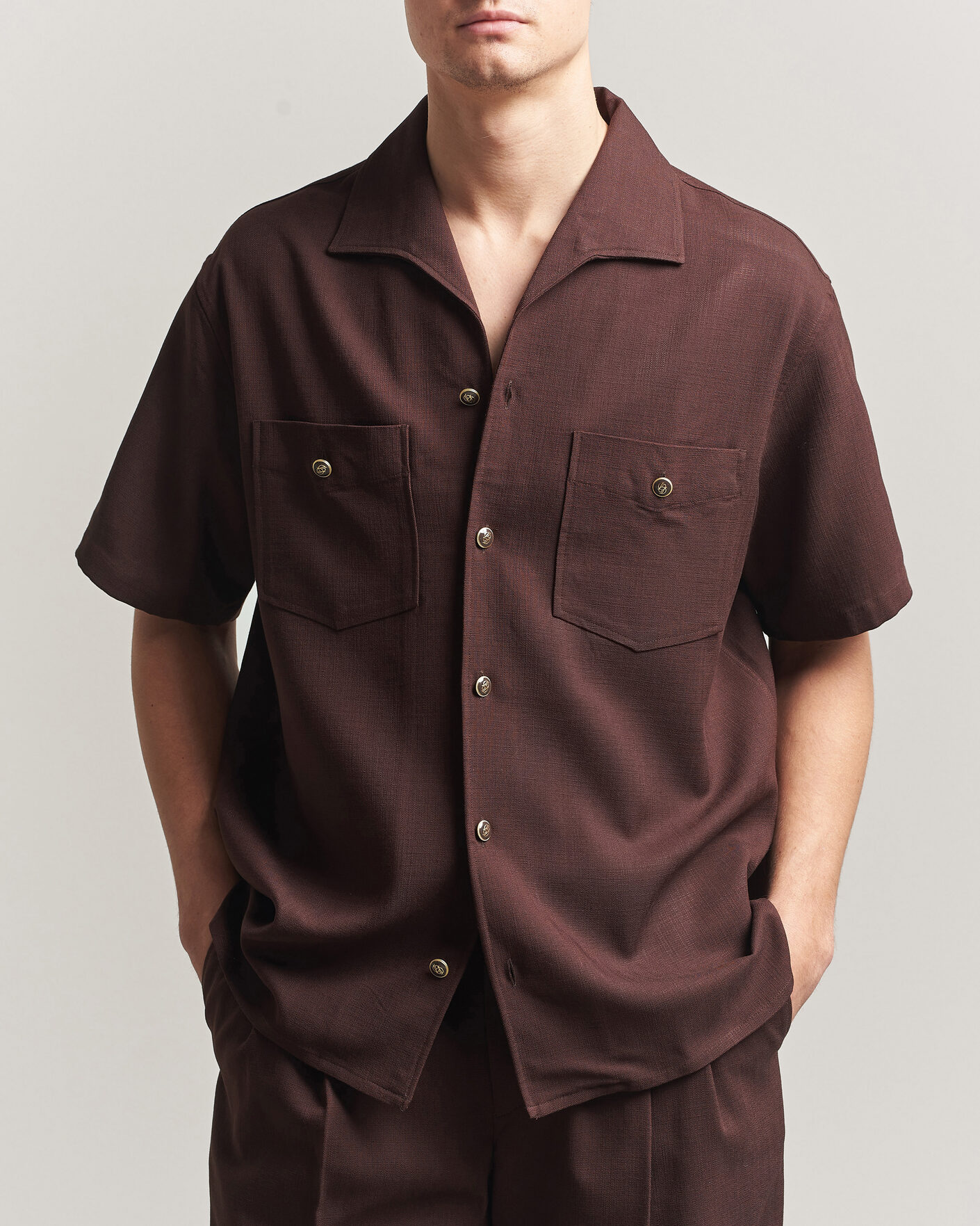 Homme | Chemises | Drôle de Monsieur | Viscose Resort Shirt Brown