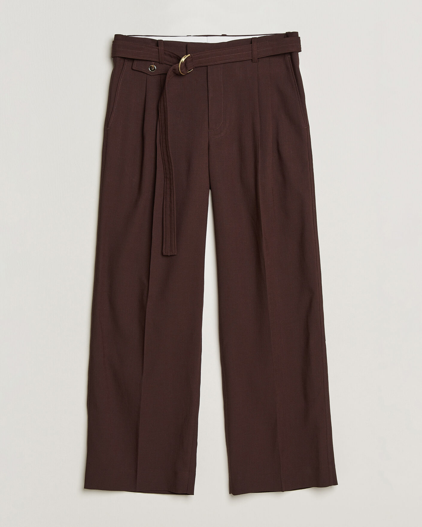 Homme | Pantalons | Drôle de Monsieur | Viscose Pleated Trousers Brown