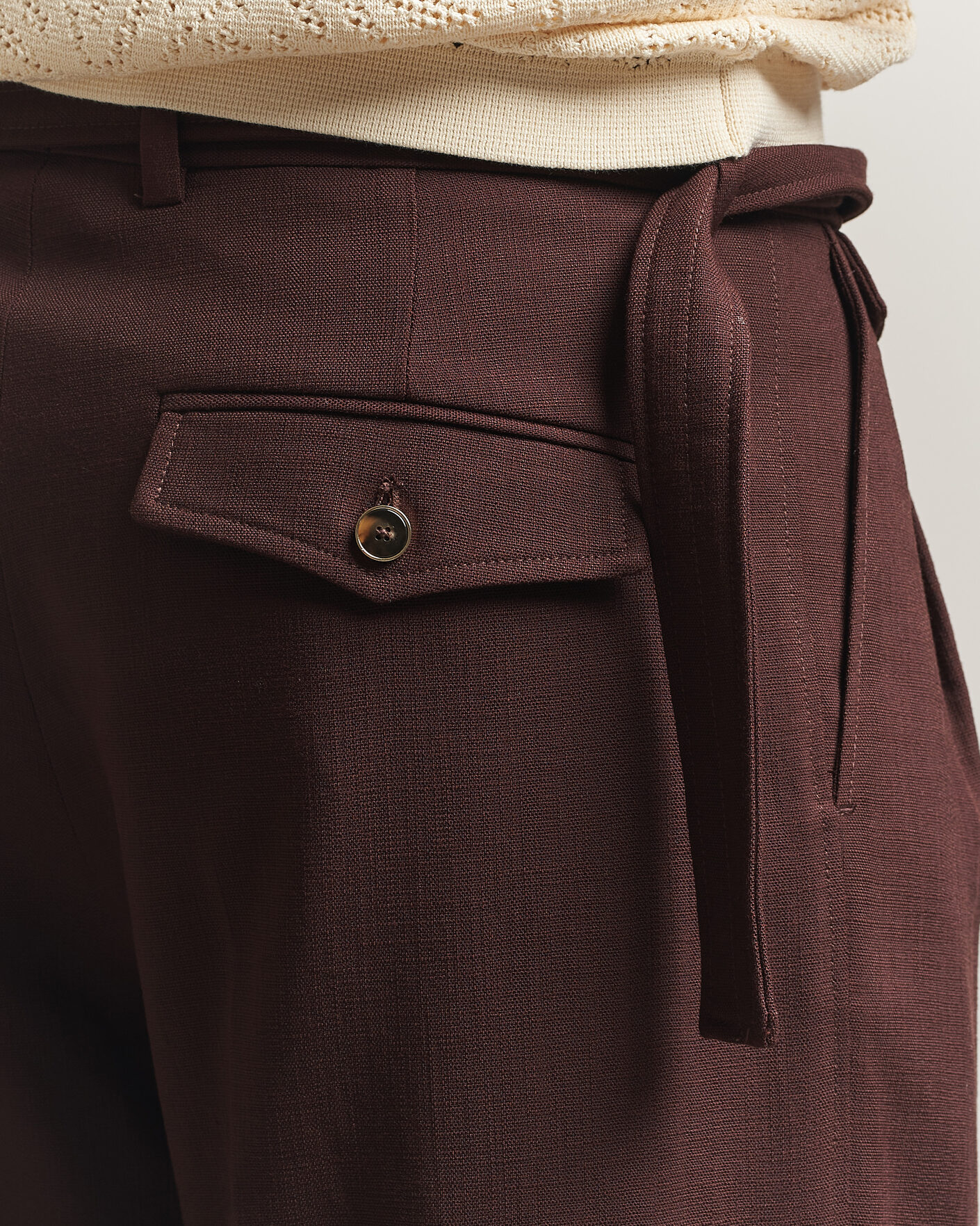 Homme | Pantalons | Drôle de Monsieur | Viscose Pleated Trousers Brown