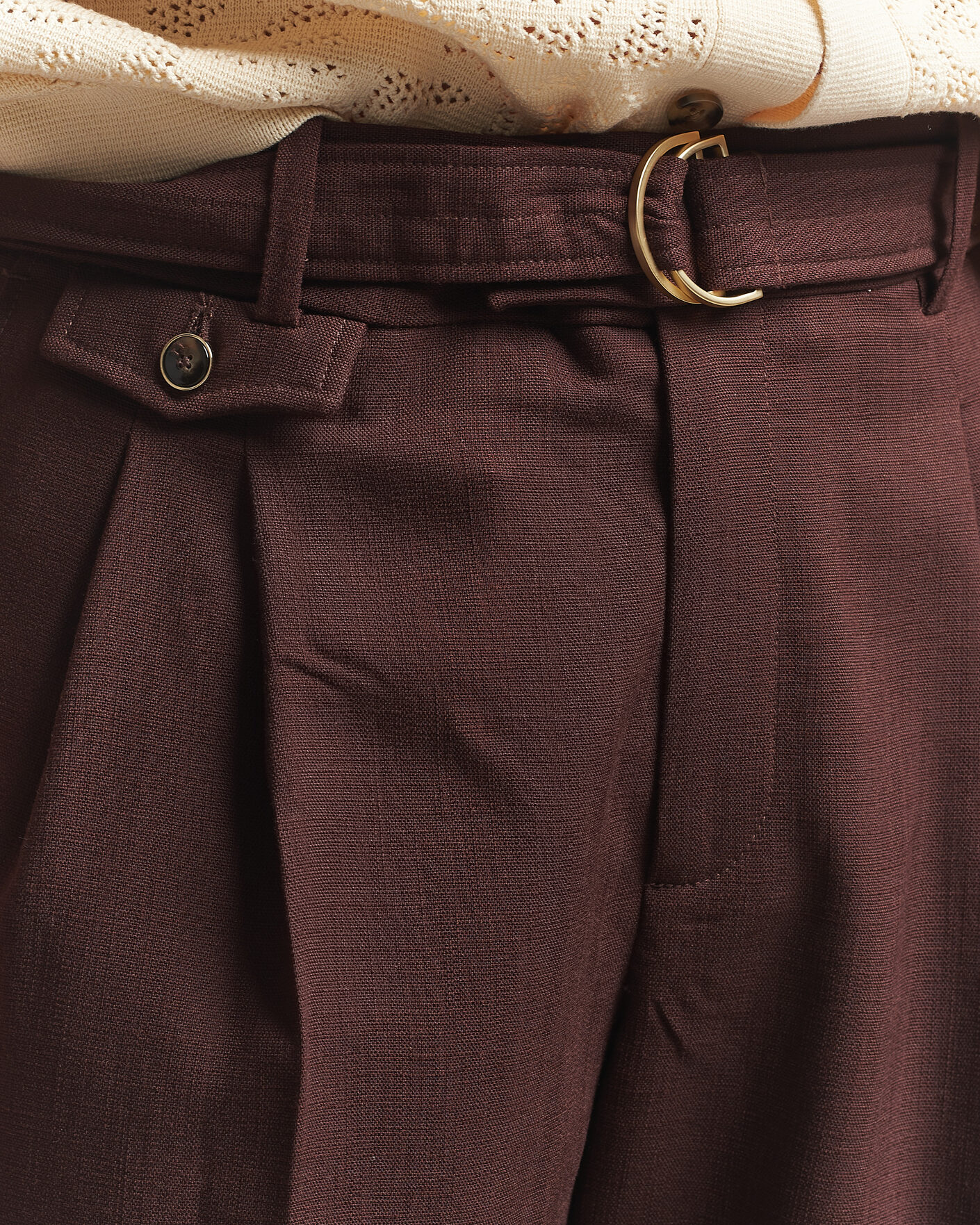 Homme | Pantalons | Drôle de Monsieur | Viscose Pleated Trousers Brown