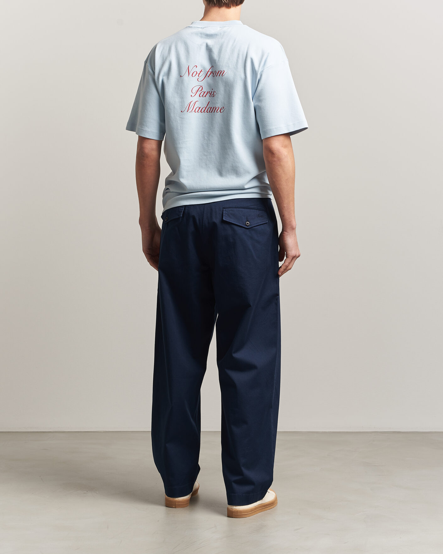 Homme | T-shirts | Drôle de Monsieur | Slogan Cursive T-Shirt Light Blue