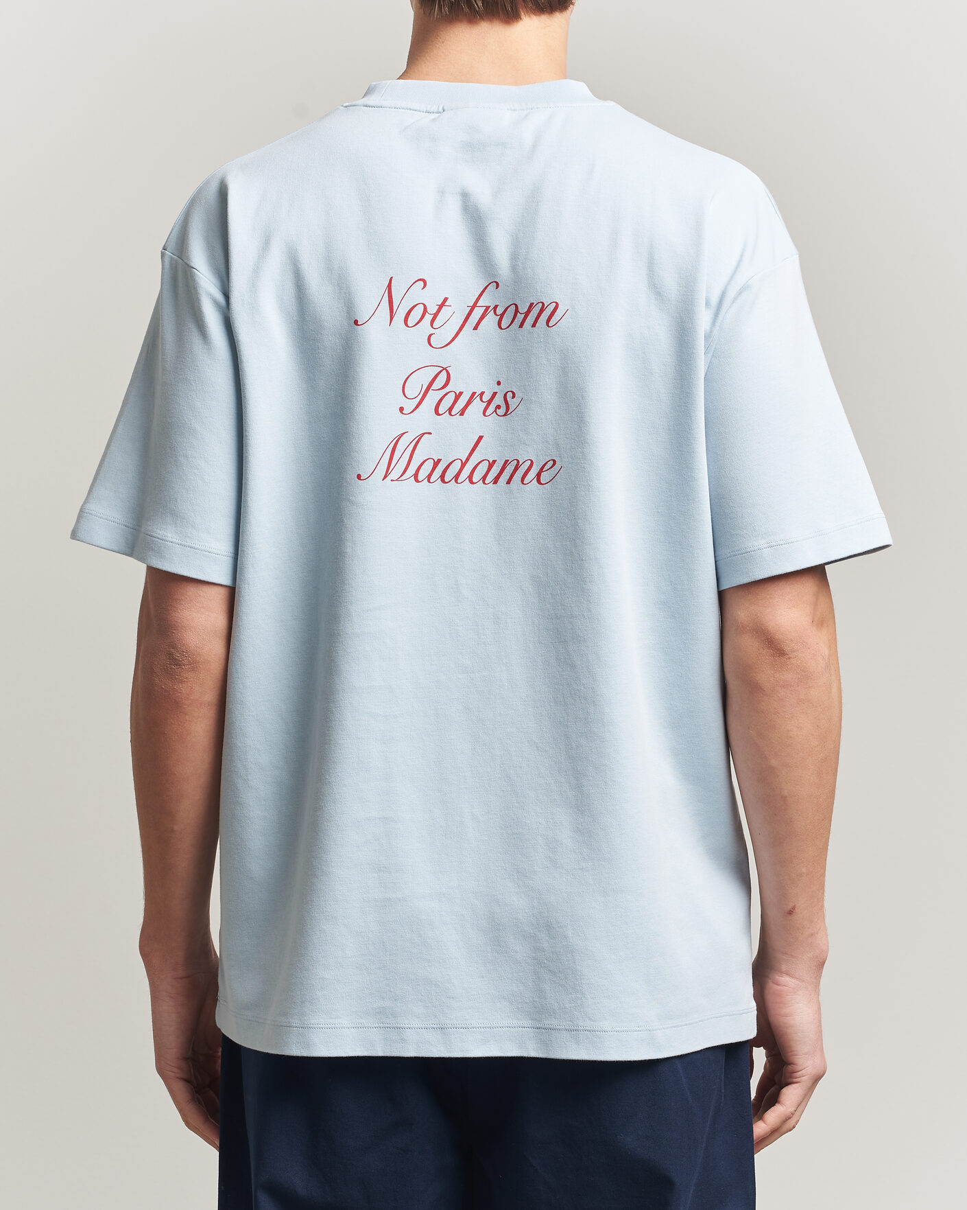 Homme | T-shirts | Drôle de Monsieur | Slogan Cursive T-Shirt Light Blue
