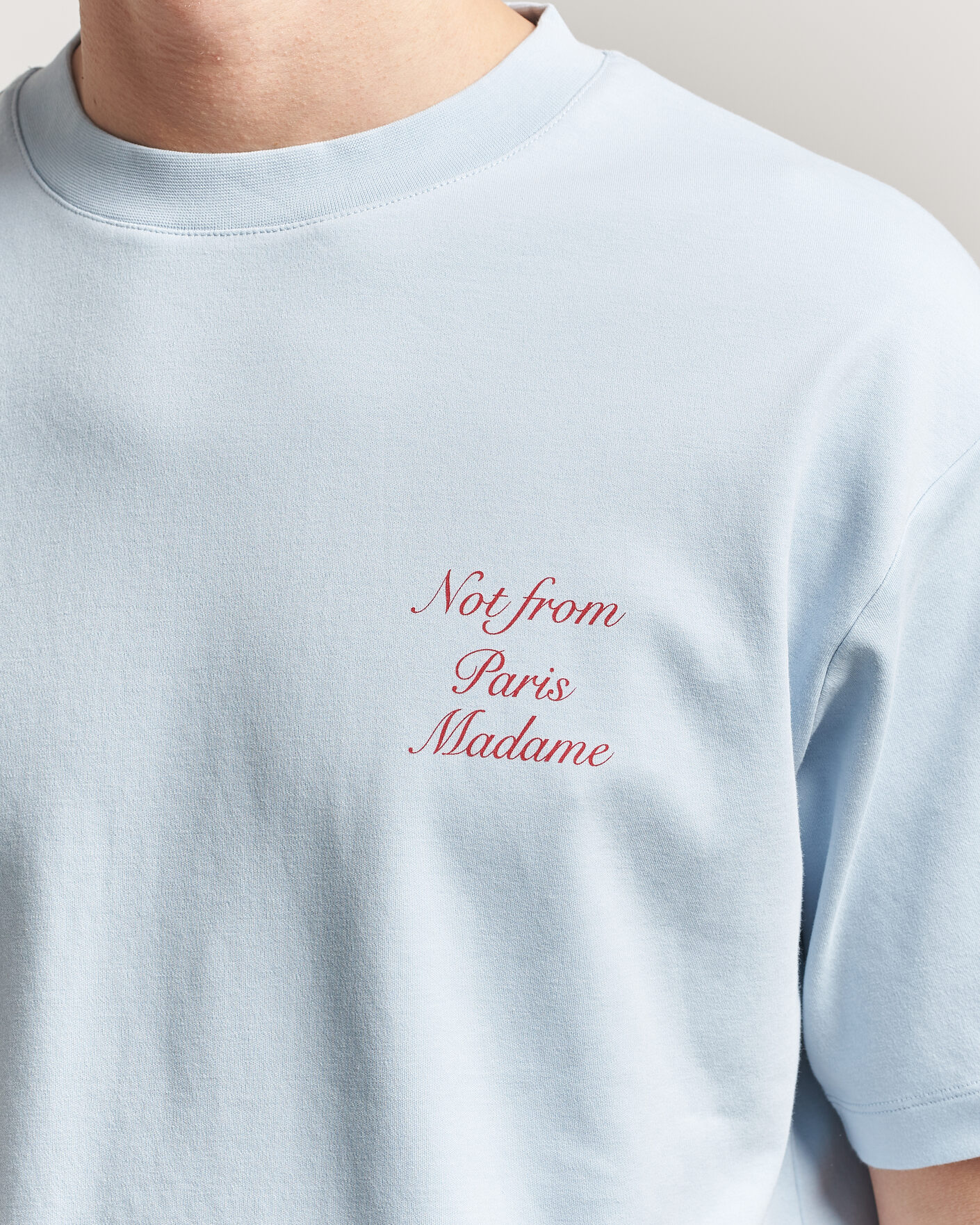 Homme | T-shirts | Drôle de Monsieur | Slogan Cursive T-Shirt Light Blue