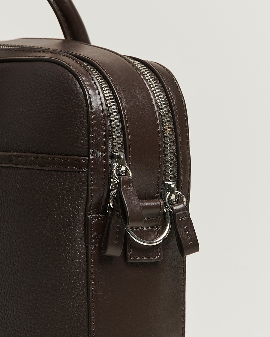 Homme | Sacs | Tiger of Sweden | Burin Grained Leather Briefcase Dark Brown
