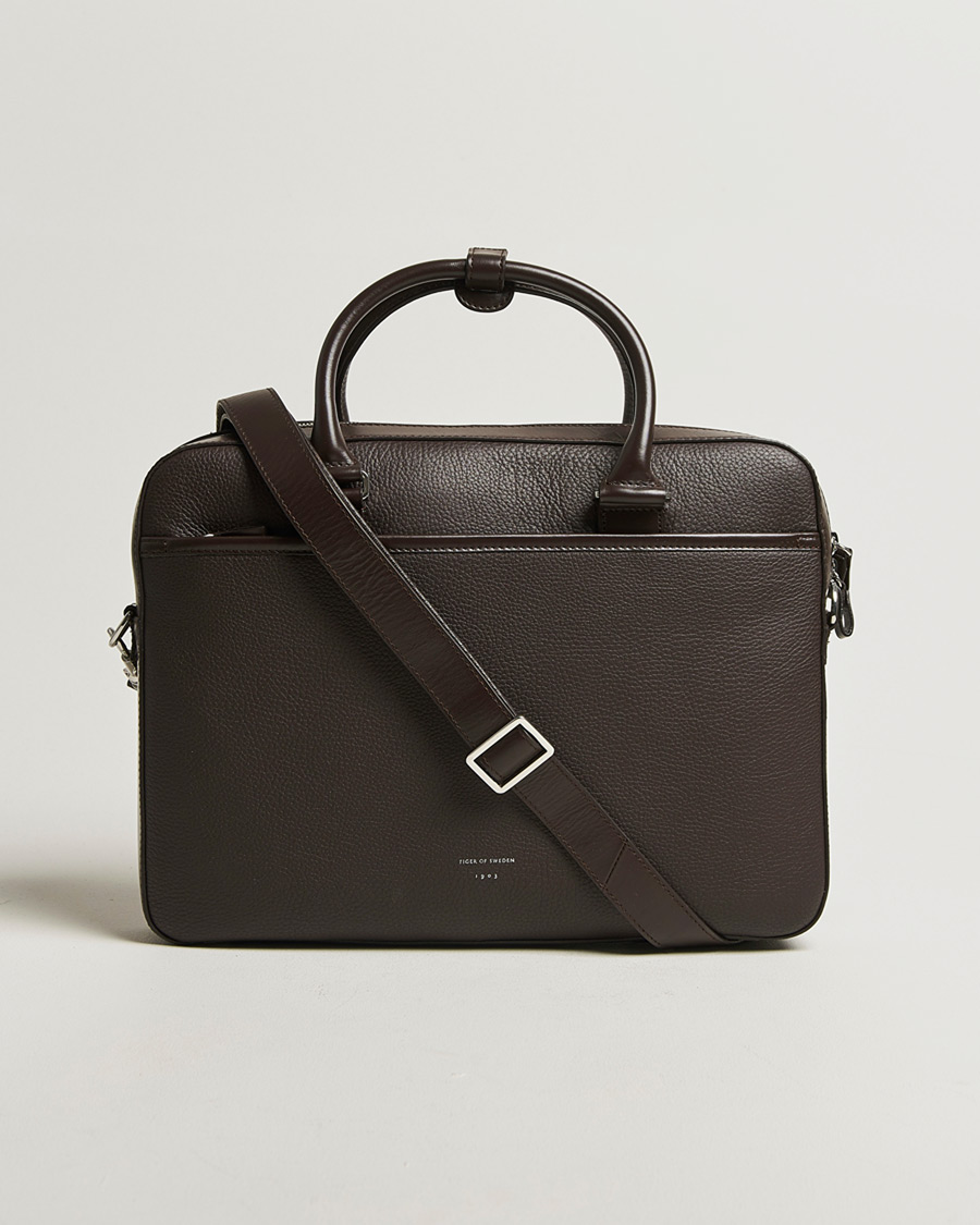 Homme | Sacs | Tiger of Sweden | Bosun Grained Leather Briefcase Dark Brown