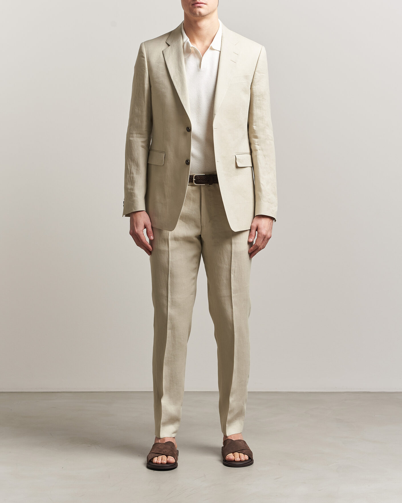 Homme | Pantalons | Tiger of Sweden | Tenuta Linen Suit Trousers Cream Sand