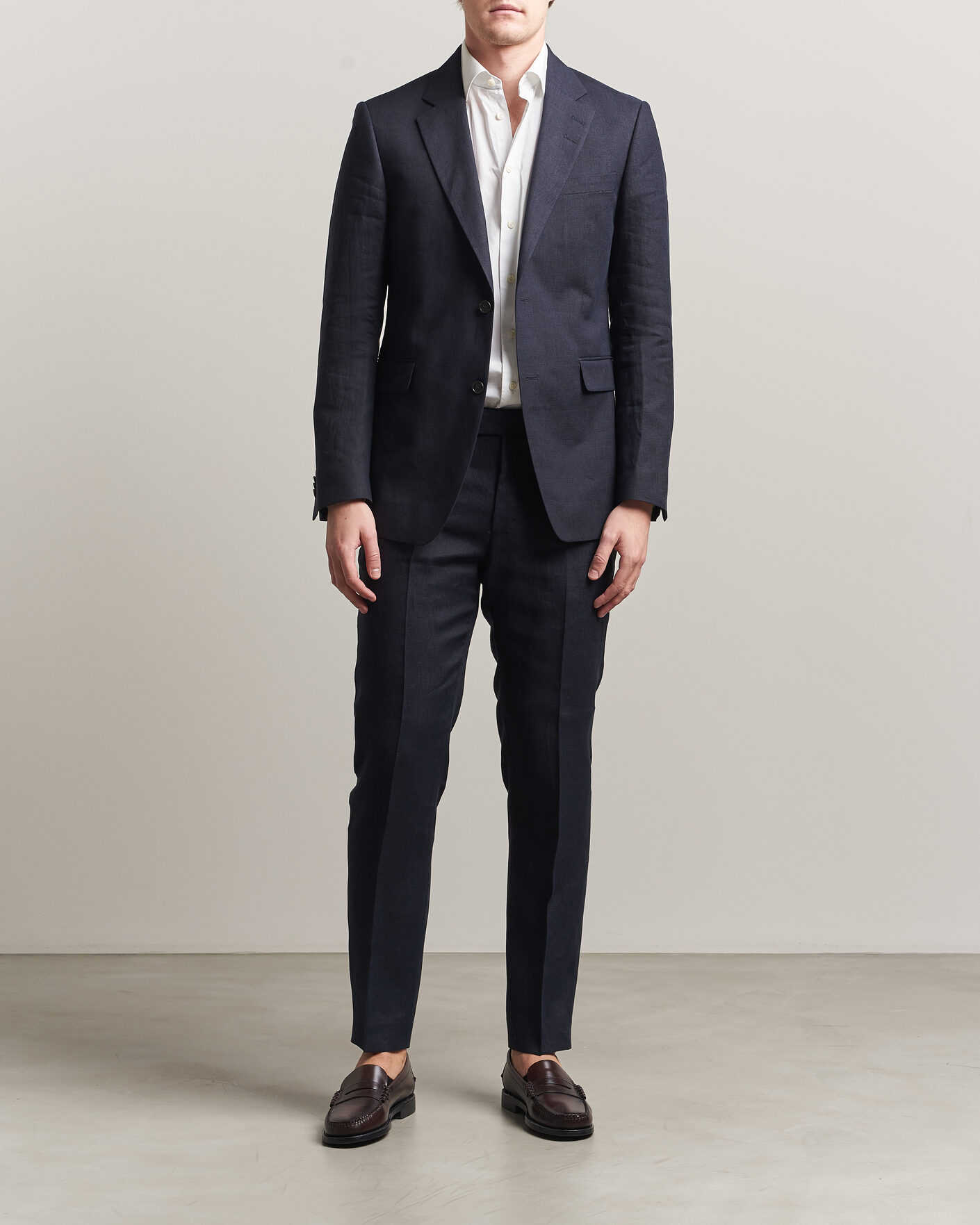 Homme | Pantalons | Tiger of Sweden | Tenuta Linen Suit Trousers Midnight Blue