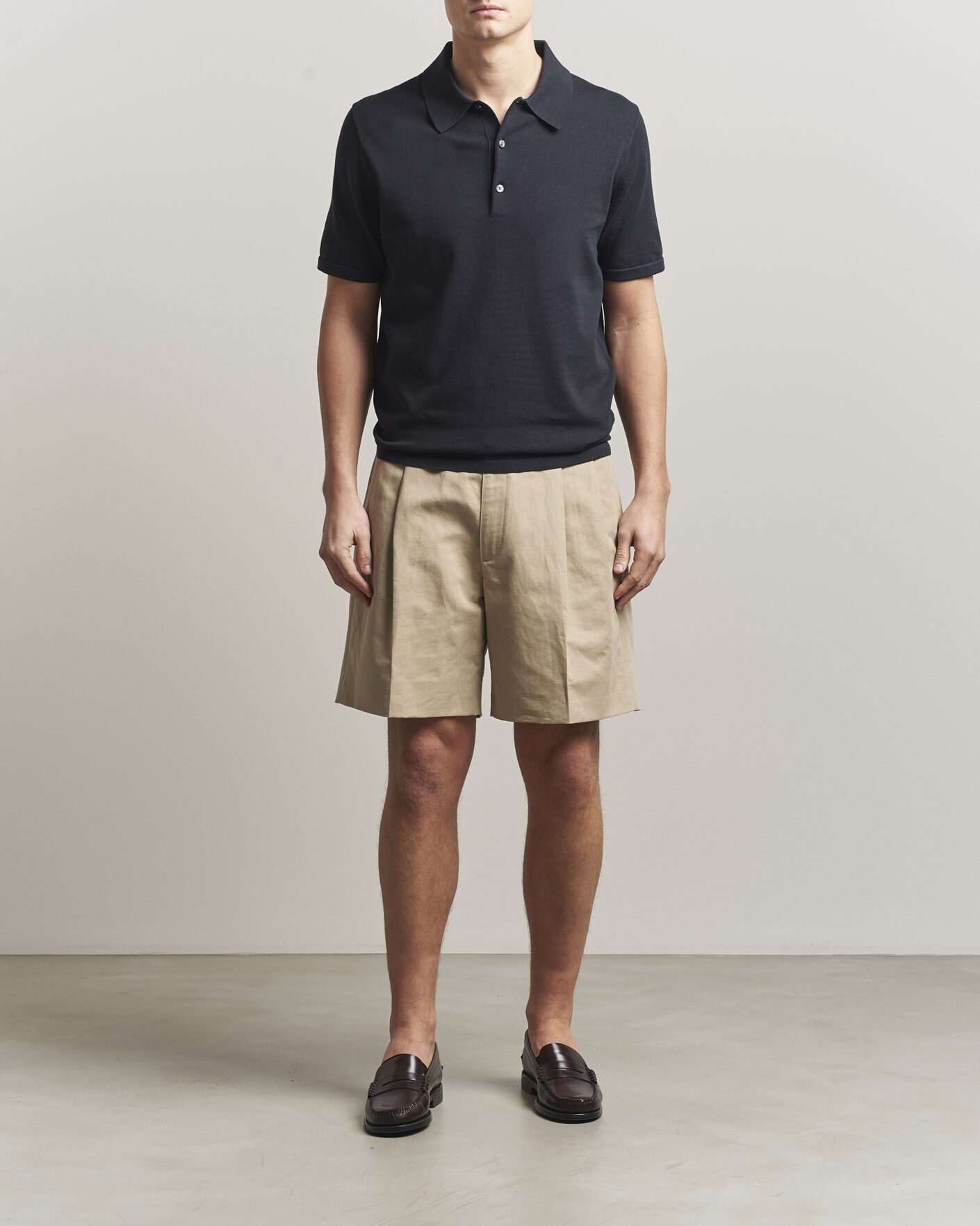 Homme | Polos | Tiger of Sweden | Erros Cotton Knitted Polo Light Ink