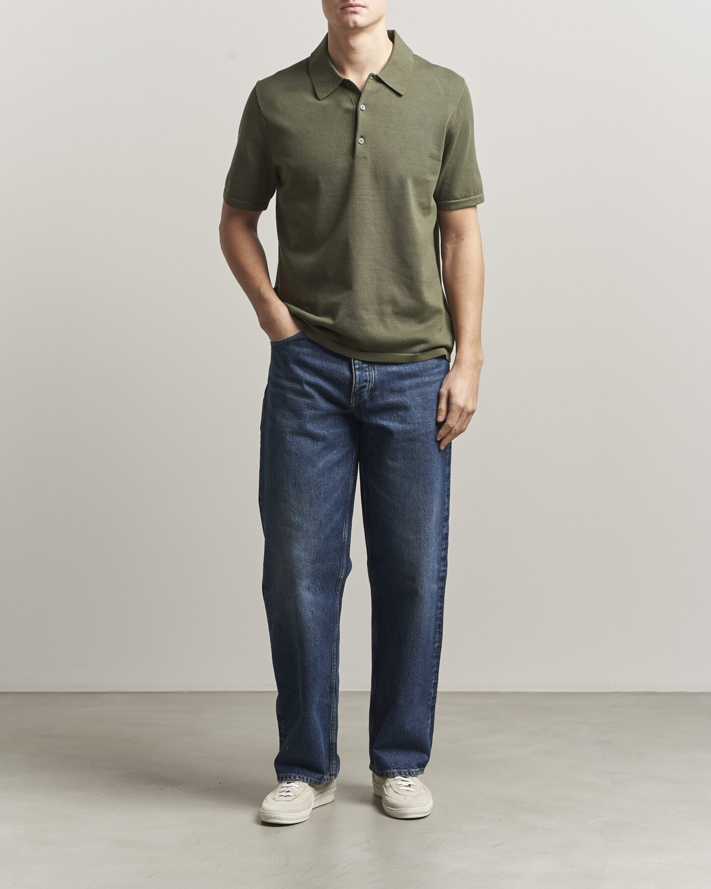 Homme | Polos | Tiger of Sweden | Erros Cotton Knitted Polo Kalamata Green