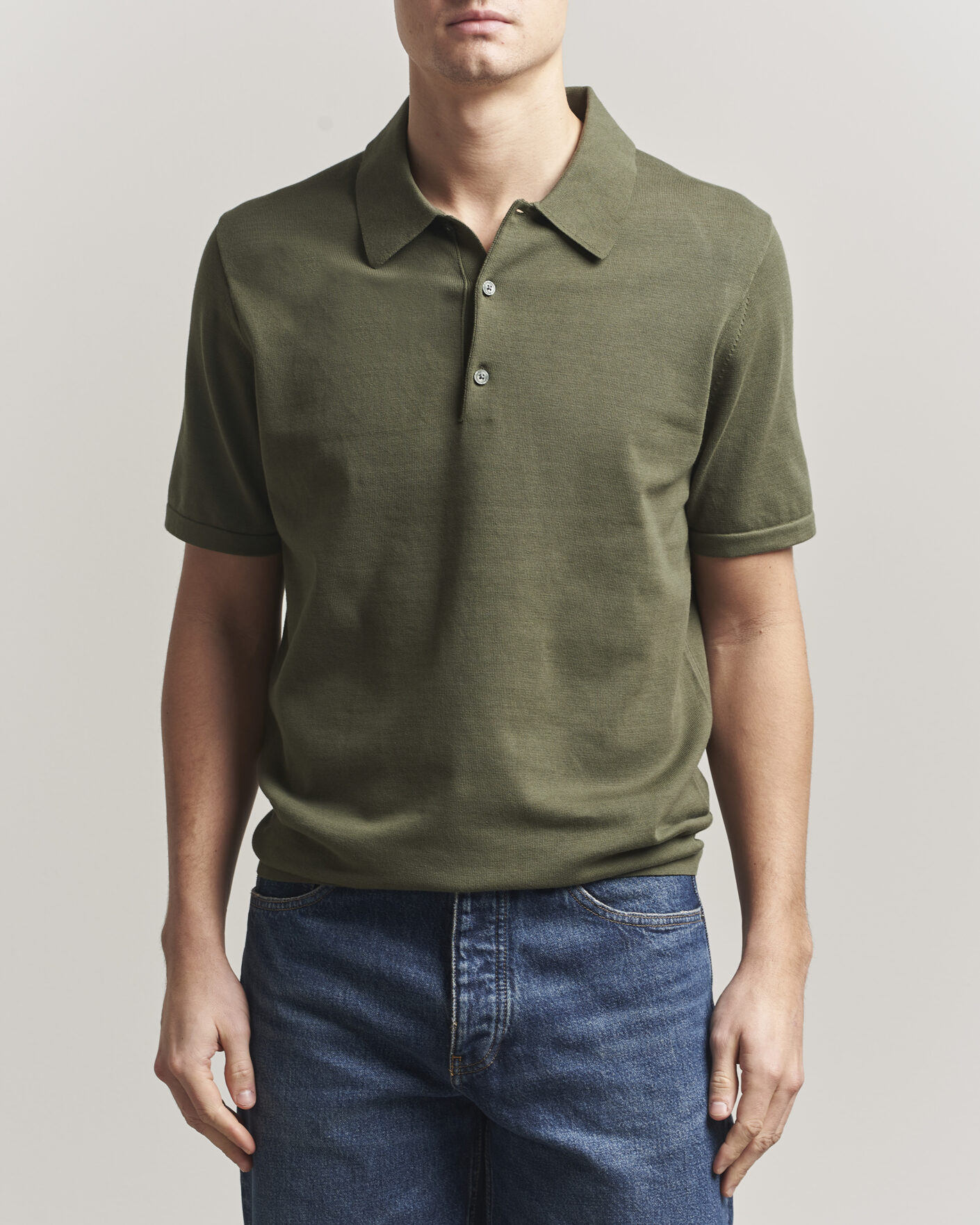 Homme | Polos | Tiger of Sweden | Erros Cotton Knitted Polo Kalamata Green