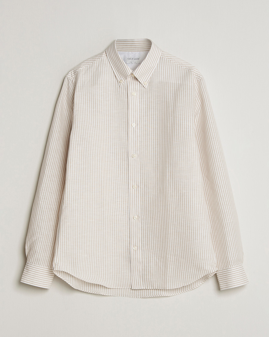 Homme | Chemises | Tiger of Sweden | Bjorn Cotton/Linen Striped Shirt Tehina