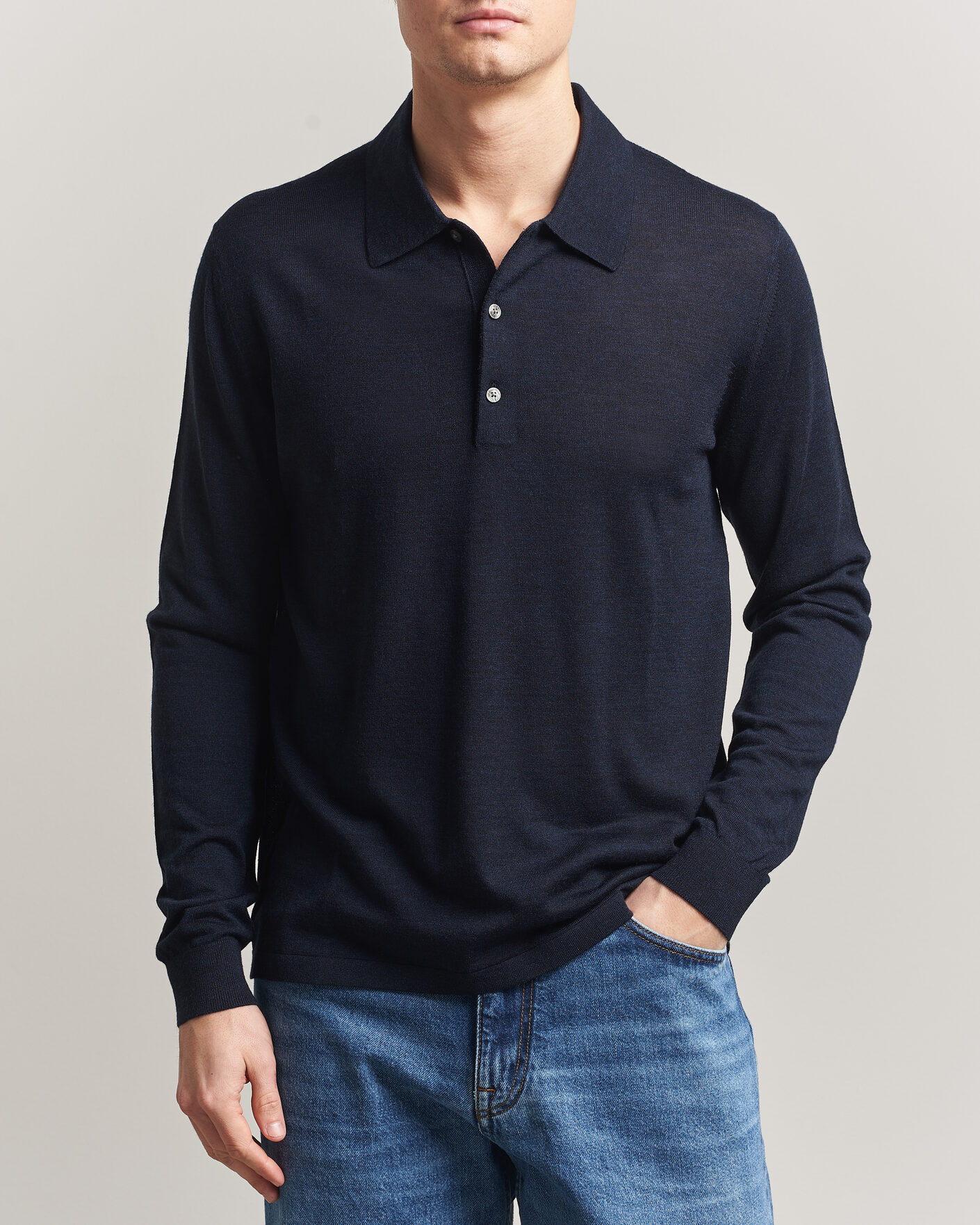Homme | Pulls Et Tricots | Tiger of Sweden | Eross Merino Knitted Polo Light Ink