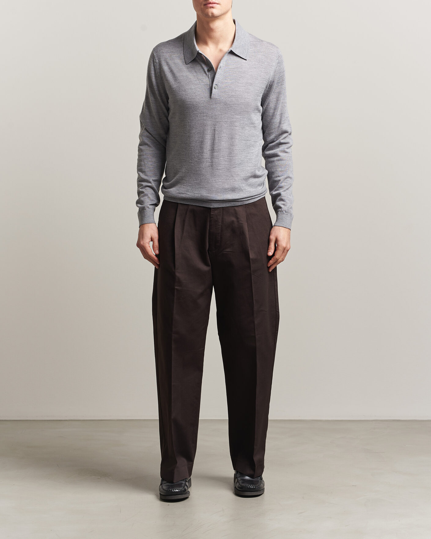 Homme | Pulls Et Tricots | Tiger of Sweden | Eross Merino Knitted Polo Grey Melange