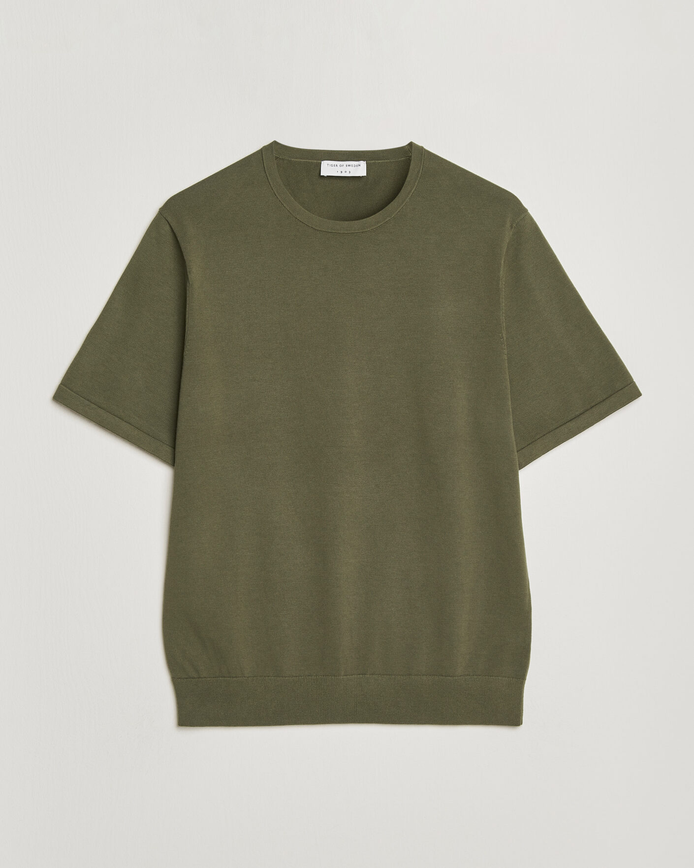 Homme | T-shirts | Tiger of Sweden | Connor Cotton Knitted T-Shirt Kalamata Green